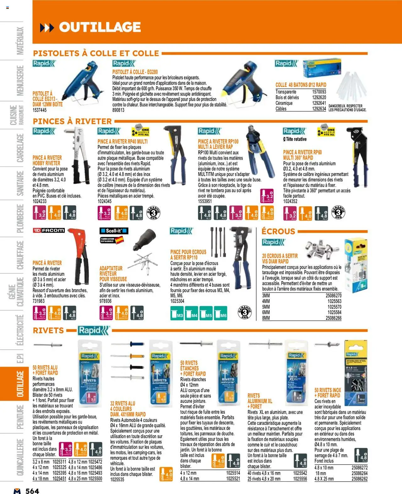  | Page: 564 | Produits: Adaptateur, Pinces, Clé, Colle