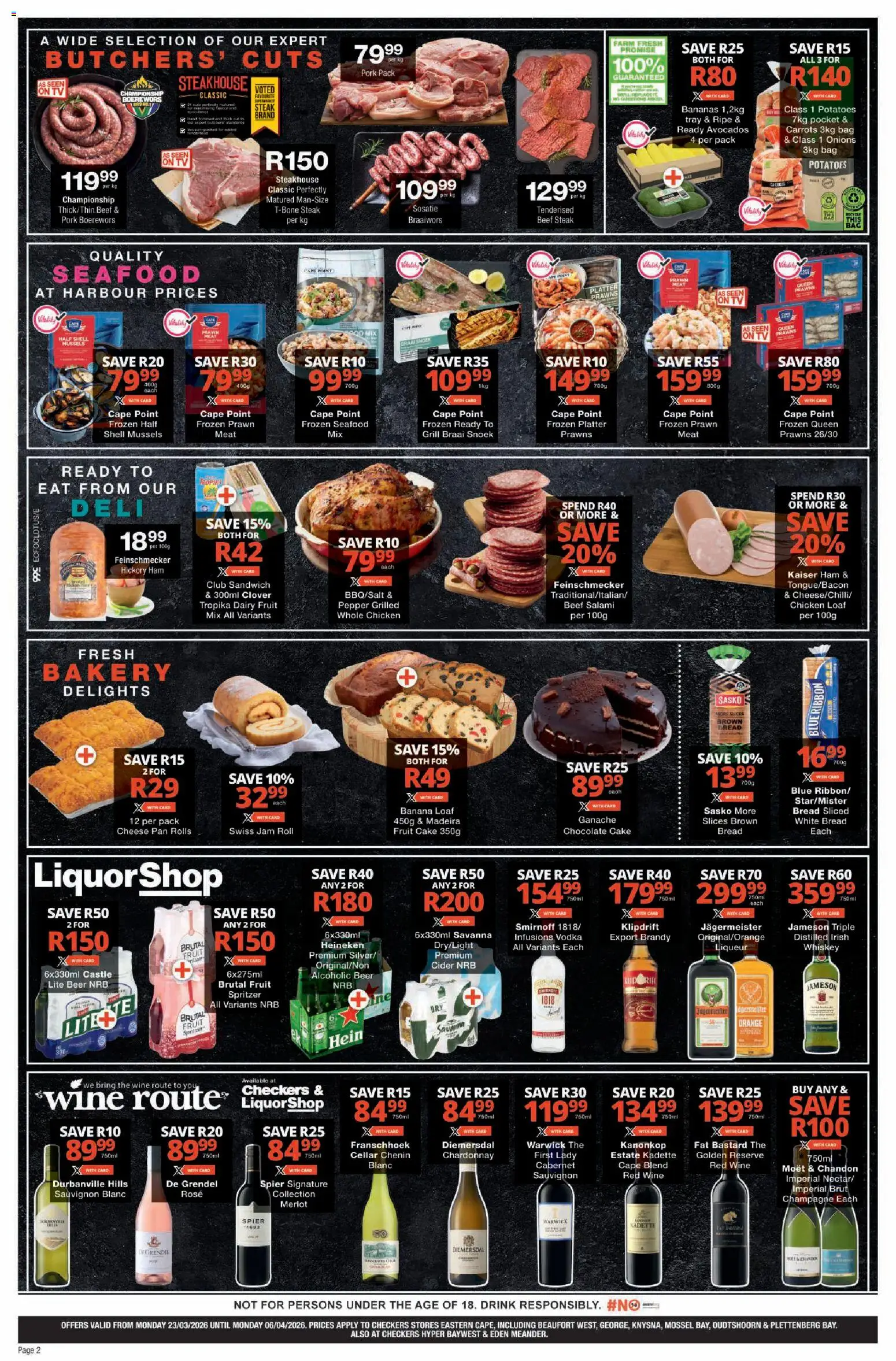 New Checkers catalogue – valid from 23.03.2026 | Page: 2 | Products: Brandy, Cider, Whiskey, Fruit