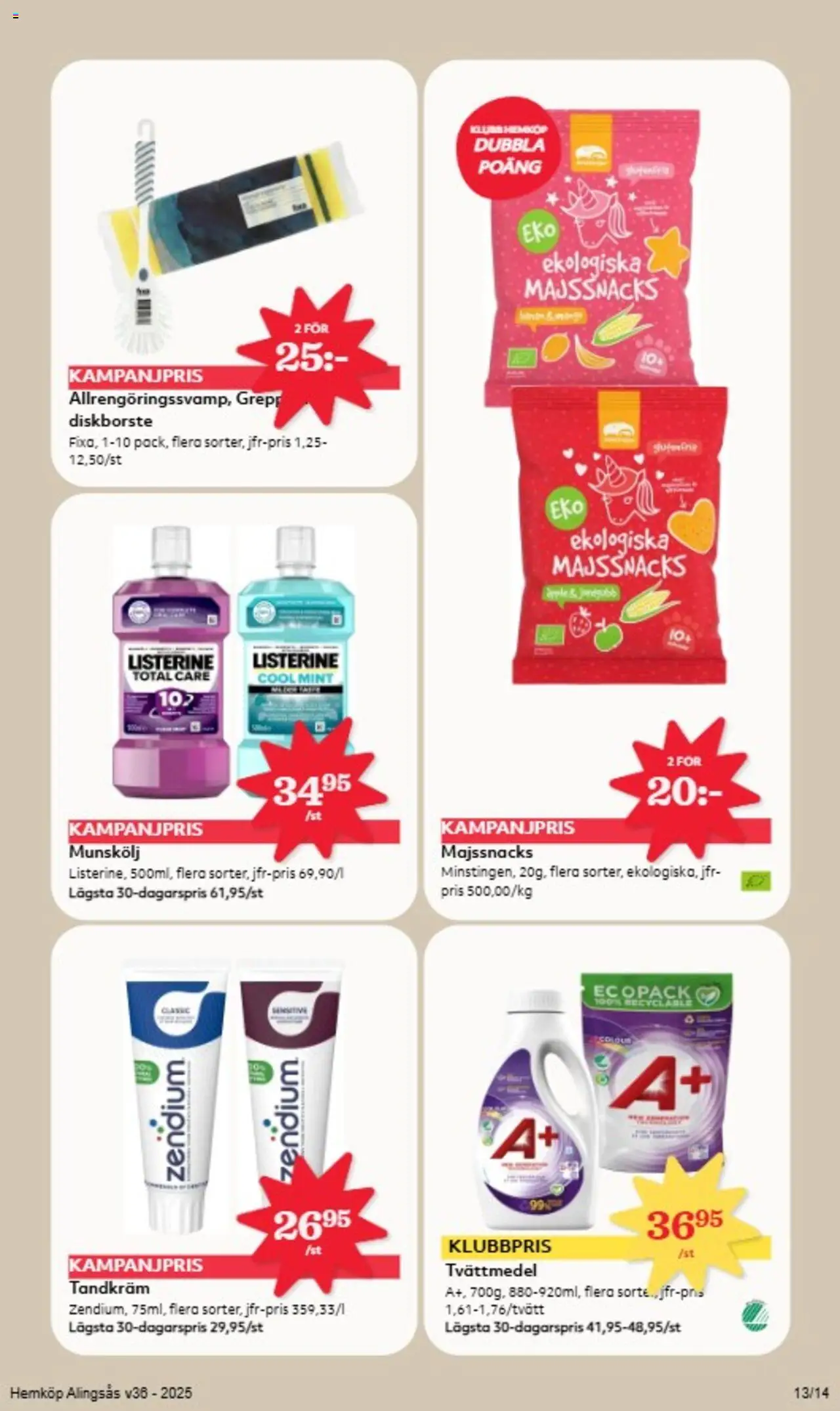 Hemköp reklamblad aktuell från 01.09.2025 | Sida: 12 | Produkter: Munskölj, Tandkräm, Tvättmedel, Äpple