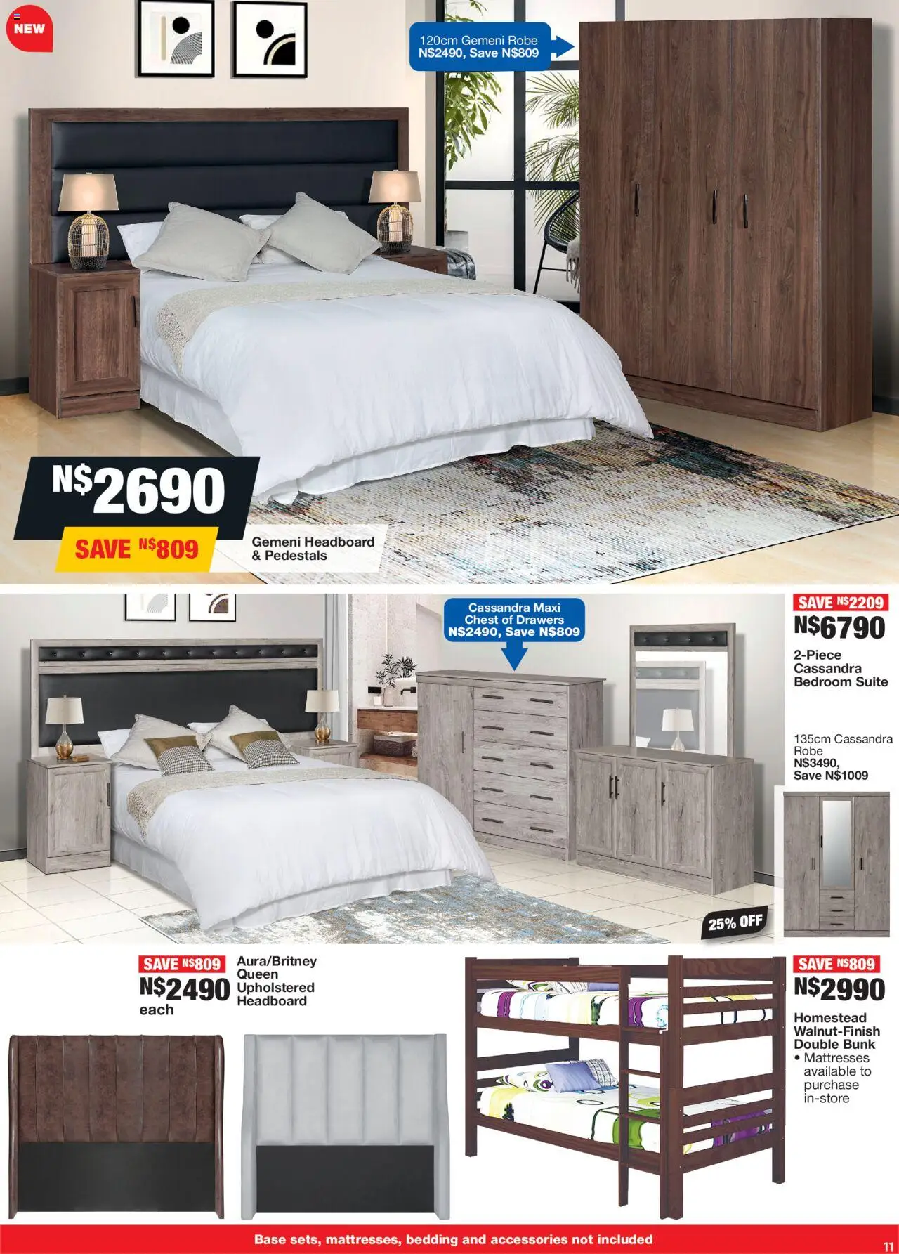 OK Furniture - Namibia  Specials │ valid from 20.08.2025 | Page: 11 | Products: Headboard, Chest of drawers, Double bunk