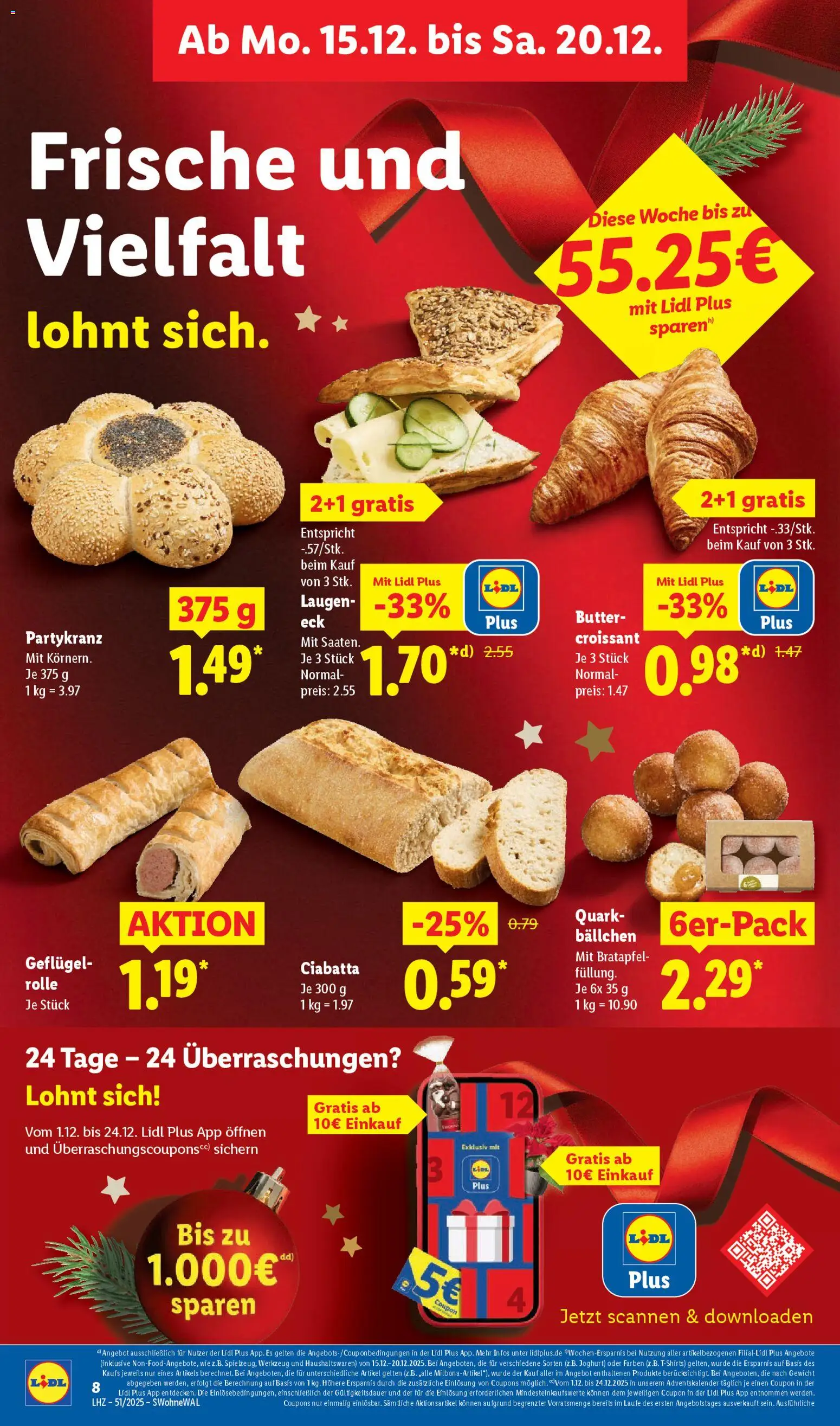 Lidl Prospekt Gundelsheim – gültig ab 15.12.2025 | Seite: 18 | Produkte: Quark, Butter, Joghurt, Croissant