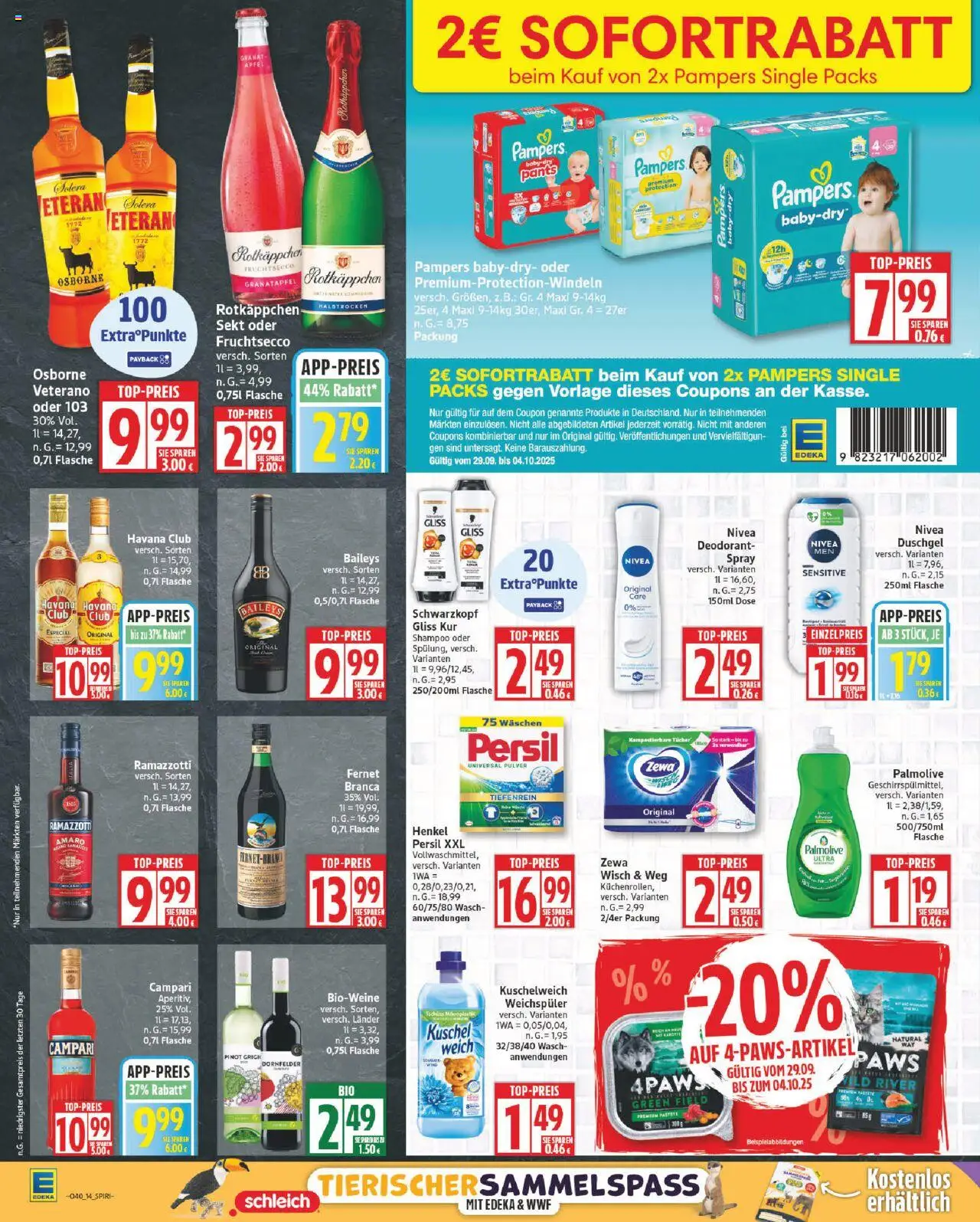 Edeka Prospekt 	 – gültig ab 29.09.2025 | Seite: 14 | Produkte: Duschgel, Shower Gel, Ramazzotti, Persil
