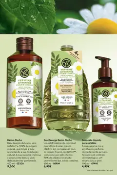 Banho Duche, Base lavante delicada, sem sulfatos* e 100% de origem vegetal, que limpa a pele respeitando a sua hidratação natural. A sua espuma cremosa e envolvente deixa a pele delicadamente perfumada. 400 ml - 05320 │ válido de 31.07.2025 | Página: 58 | Produtos: Sabonete líquido, Base, Sabonete, Banho
