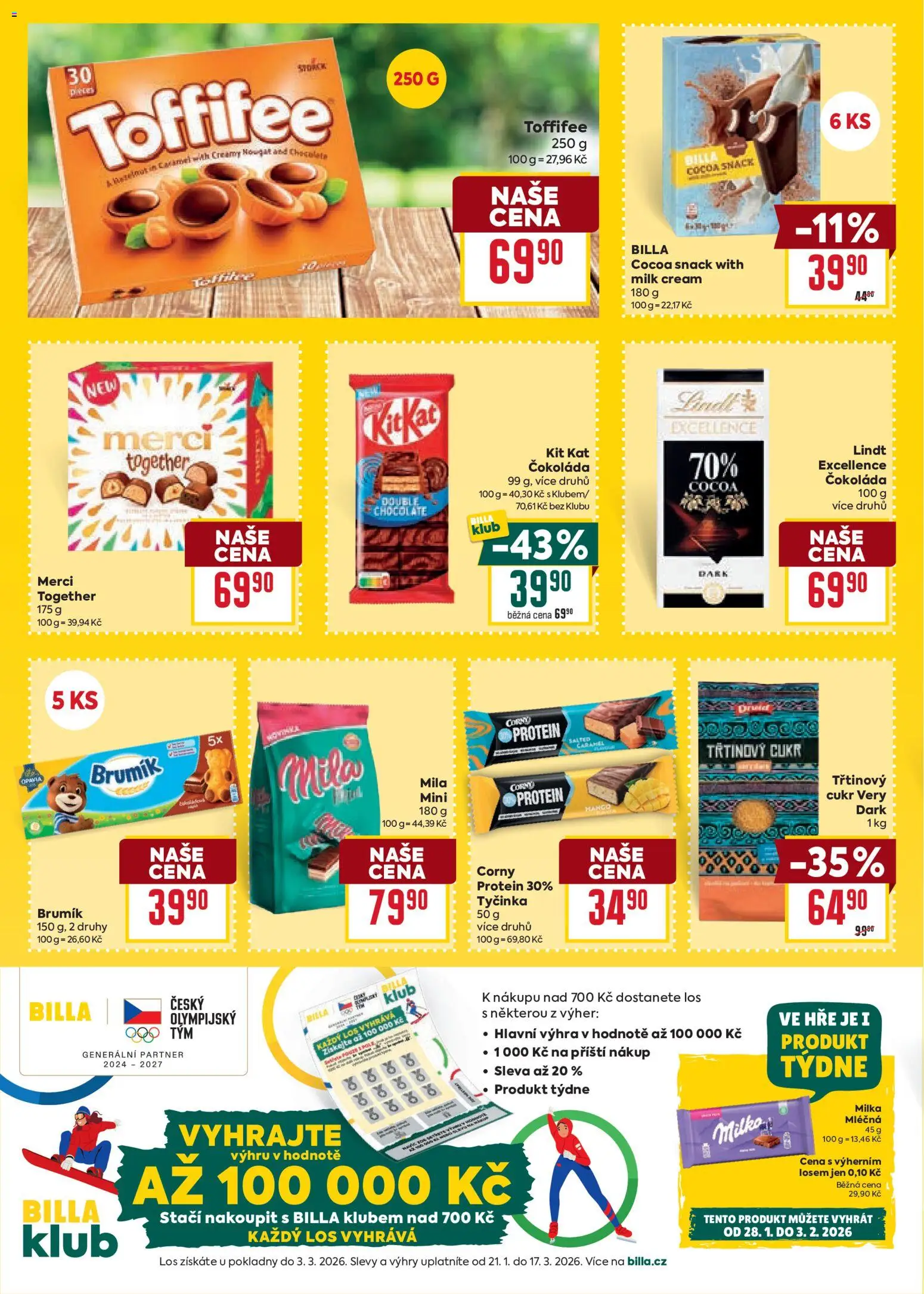 Billa Velký leták od 28.01.2026 | Strana: 16 | Produkty: Milka, Lindt čokoláda, Merci, Mila