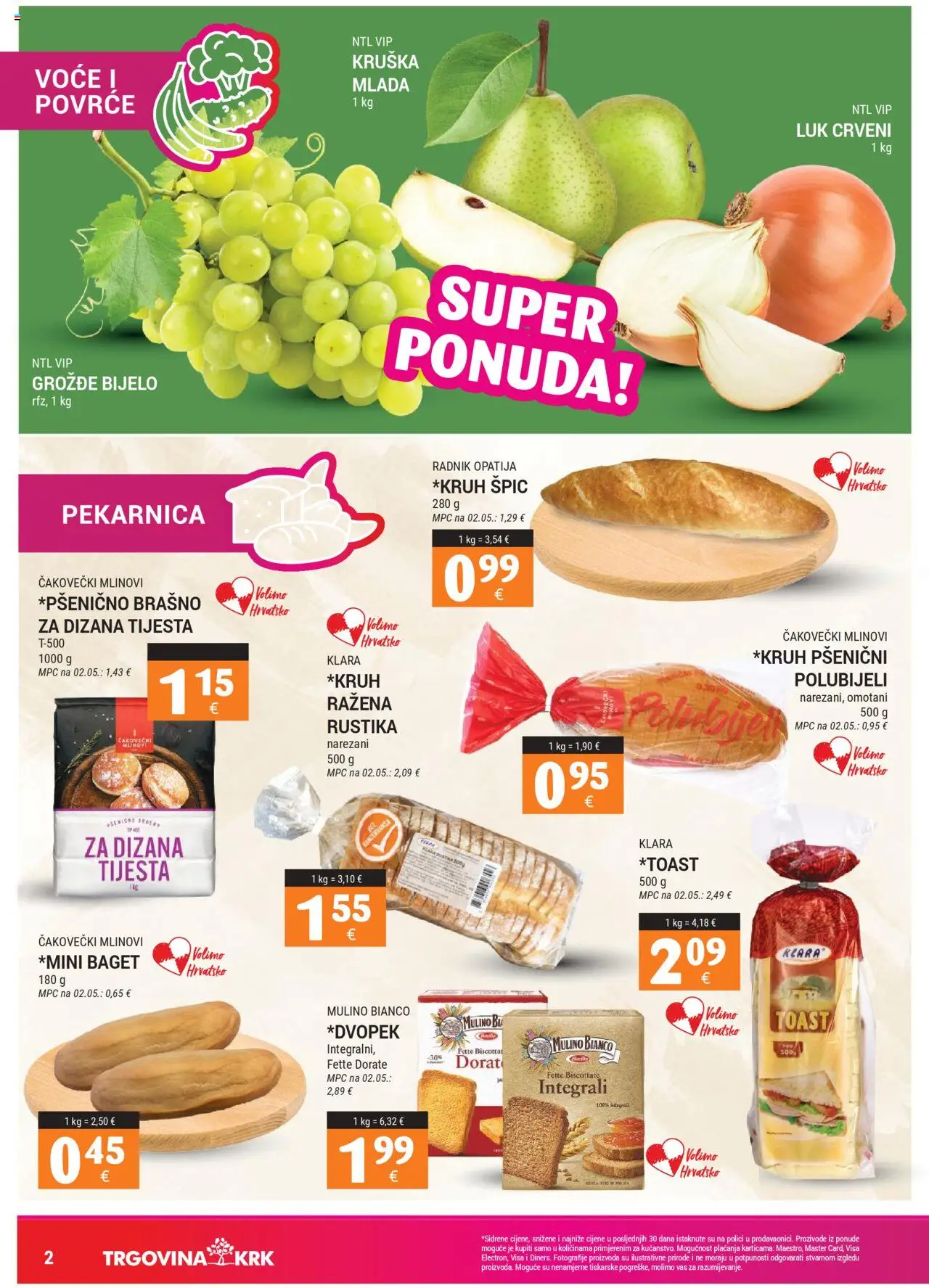 Trgovina Krk katalog | vrijedi od 16.08.2025 | Stranica: 2 | Proizvodi: Luk, Voće, Grožđe, Kruška