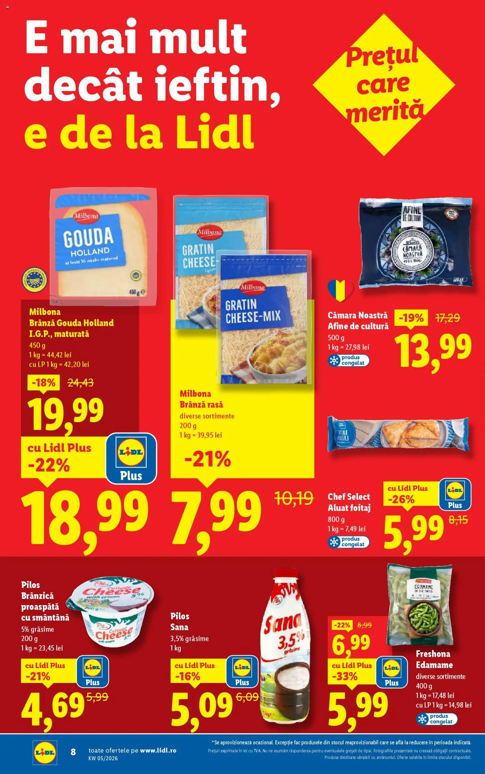 Noul catalog Lidl – valabil de la 26.01.2026 | Pagină: 8 | Produse: Afine, Aluat, Brânză, Gouda