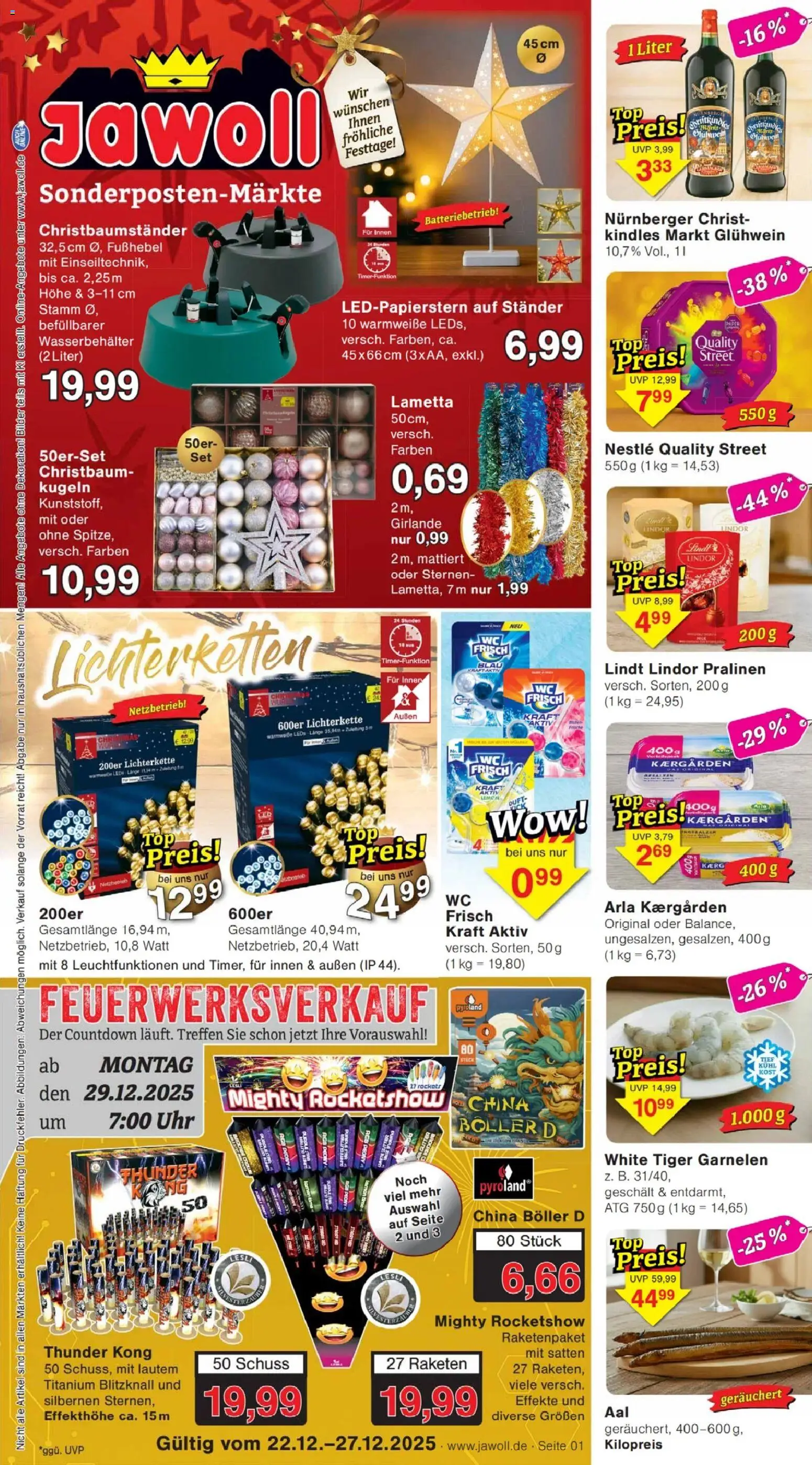 Jawoll Prospekt – gültig ab 22.12.2025 | Seite: 1 | Produkte: Top, Garnelen, Lindt, Uhr