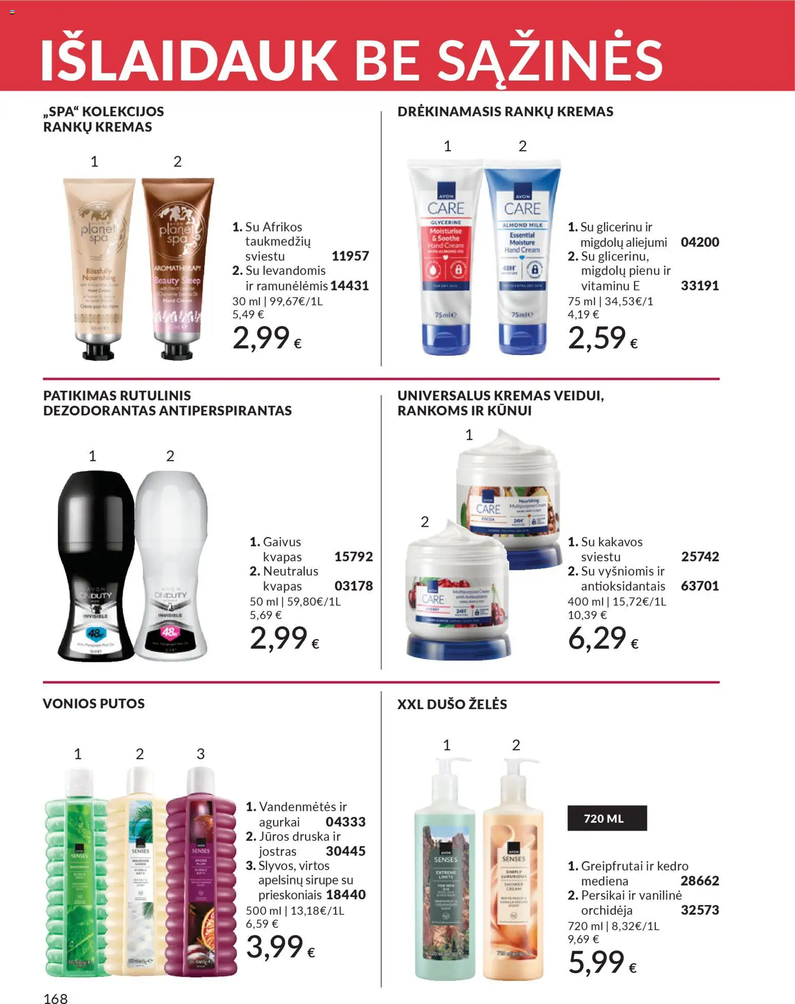 AVON akcijos nuo 01.03.2026 | Puslapis: 168 | Prekių: Kremas, Dezodorantas, Antiperspirantas, Jūros druska