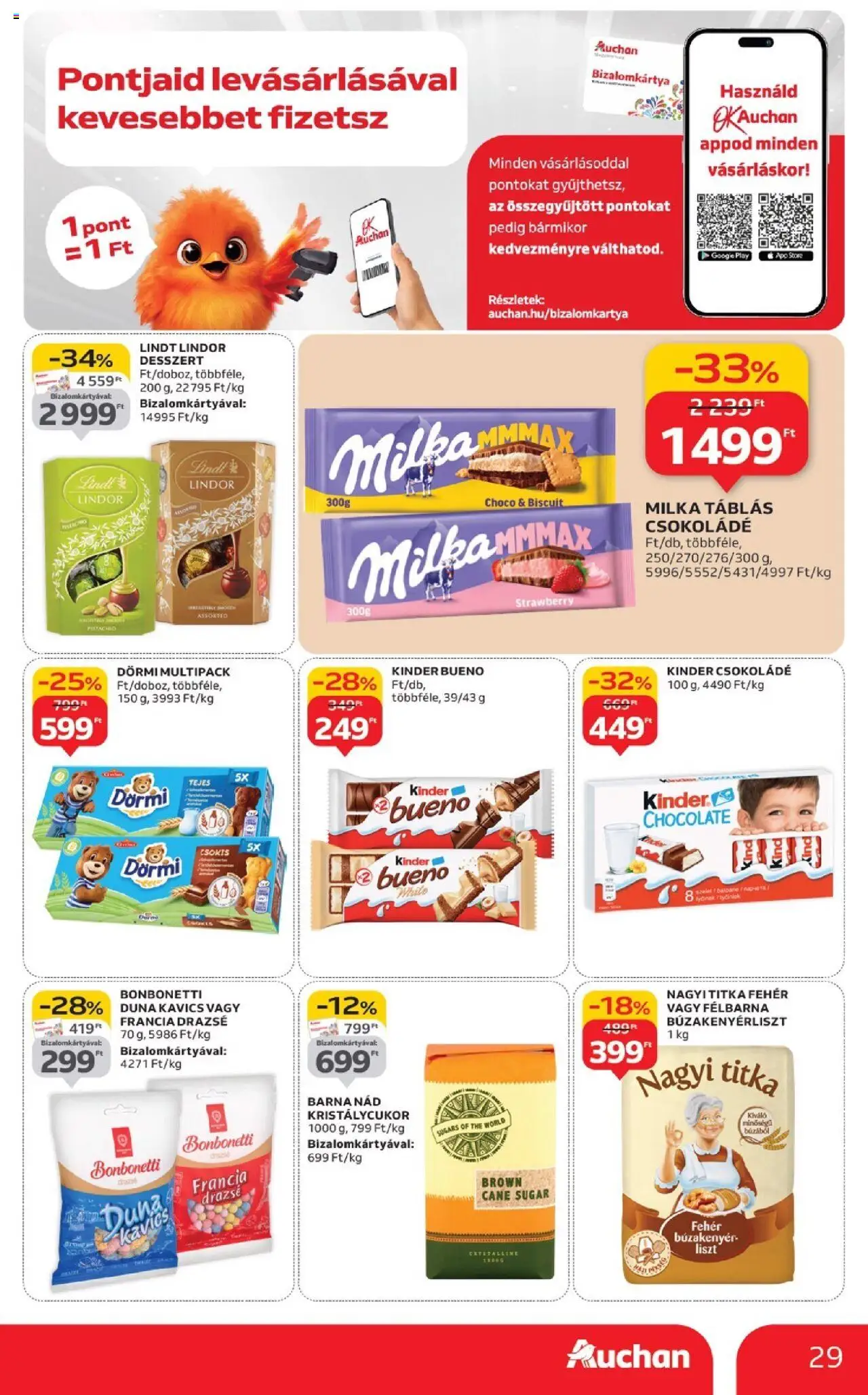 Auchan akciós ujság - amely érvényes a következő dátumtól: 04.09.2025 | Oldal: 29 | Termékek: Kristálycukor, Kavics, Drazsé, Csokoládé