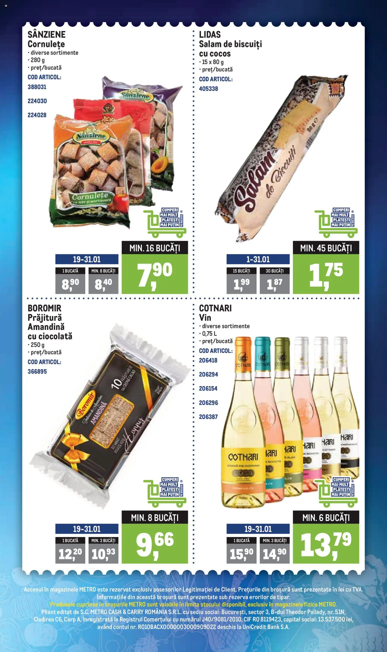 Noul catalog Metro – valabil de la 19.01.2026 | Pagină: 4 | Produse: Amandină, Salam, Cornulețe, Biscuiți