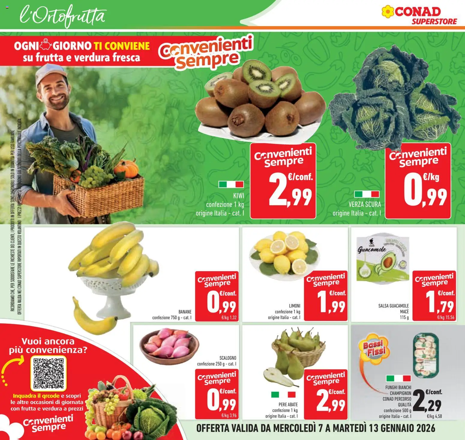 Volantino Conad del 07.01.2026 | Pagina: 6 | Prodotti: Banane, Frutta, Salsa, Funghi