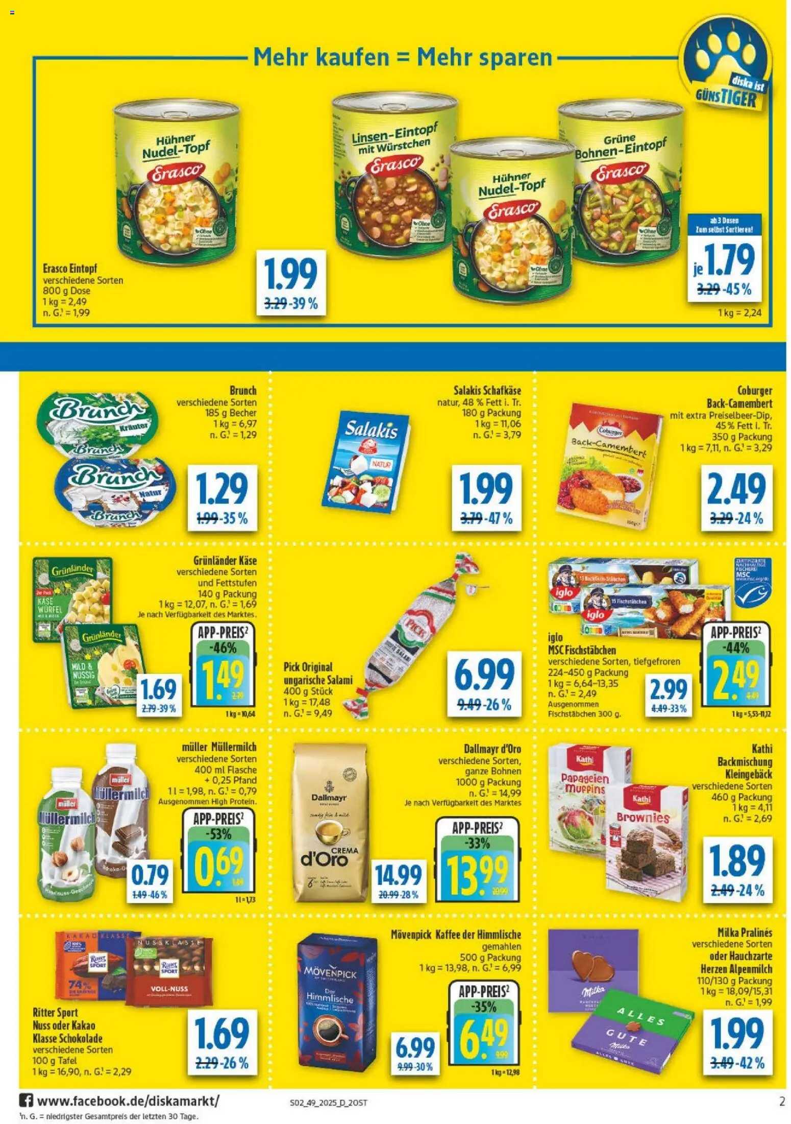 Diska - Diska Angebote Sachsen-Thüringen KW49 – gültig ab 01.12.2025 | Seite: 2 | Produkte: Schokolade, Iglo, Grunlander, Müllermilch