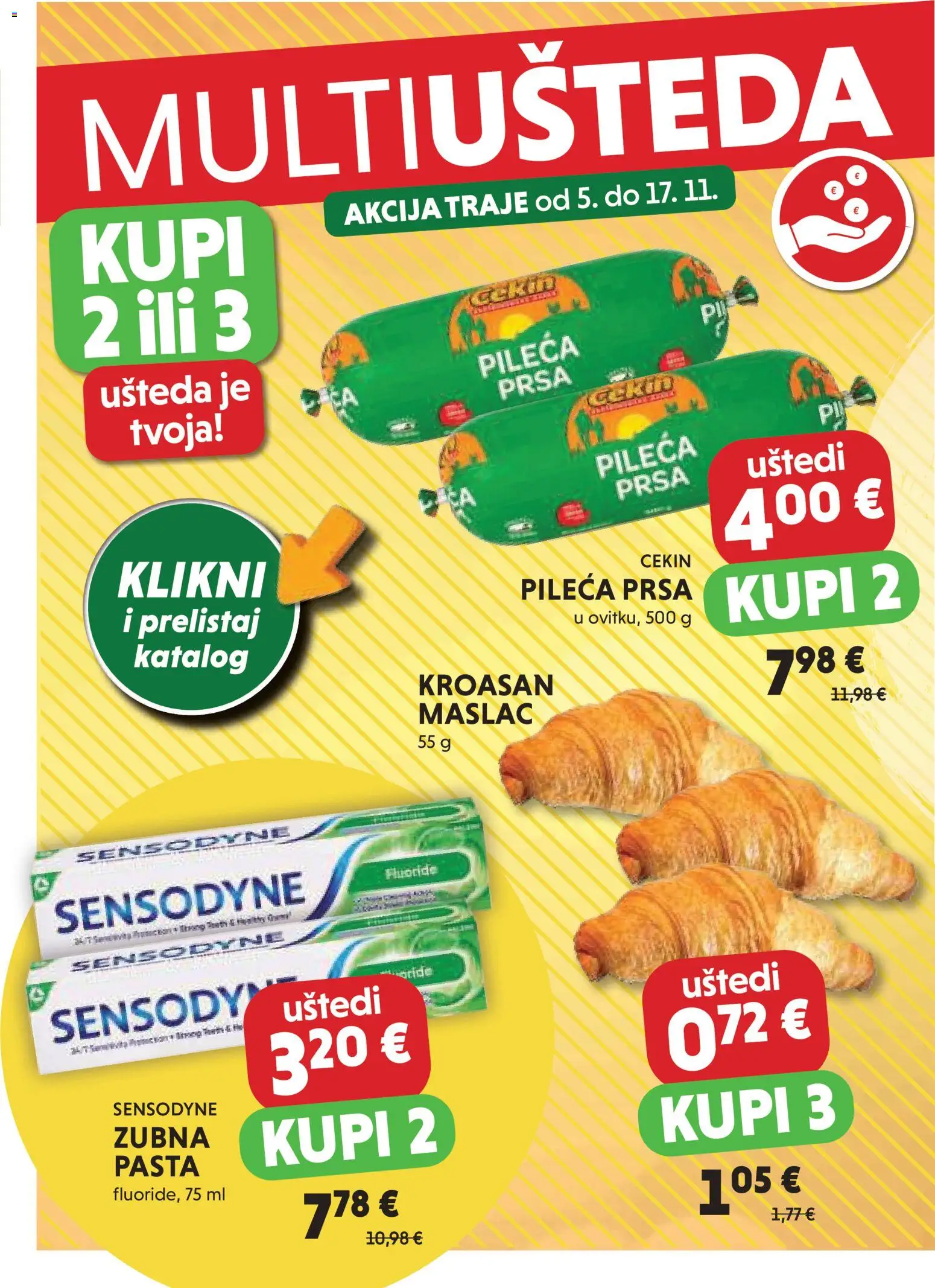 Studenac katalog | vrijedi od 05.11.2025 | Stranica: 2 | Proizvodi: Pasta, Sensodyne, Kroasan, Pileća prsa
