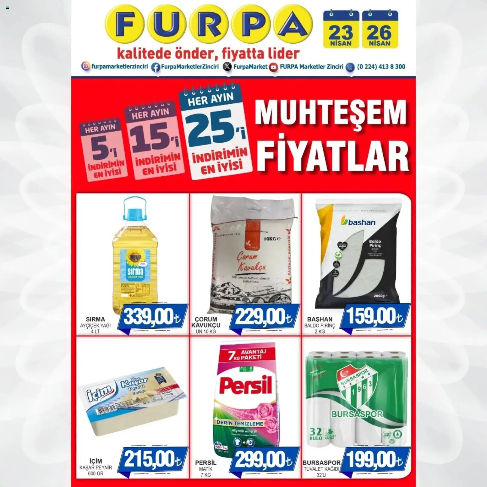 Furpa Katalog - 23.04.2026 tarihinden itibaren geçerlidir | Sayfa: 1 | Ürünler: Tuvalet, Peynir, Pirinç, Tuvalet kağıdı