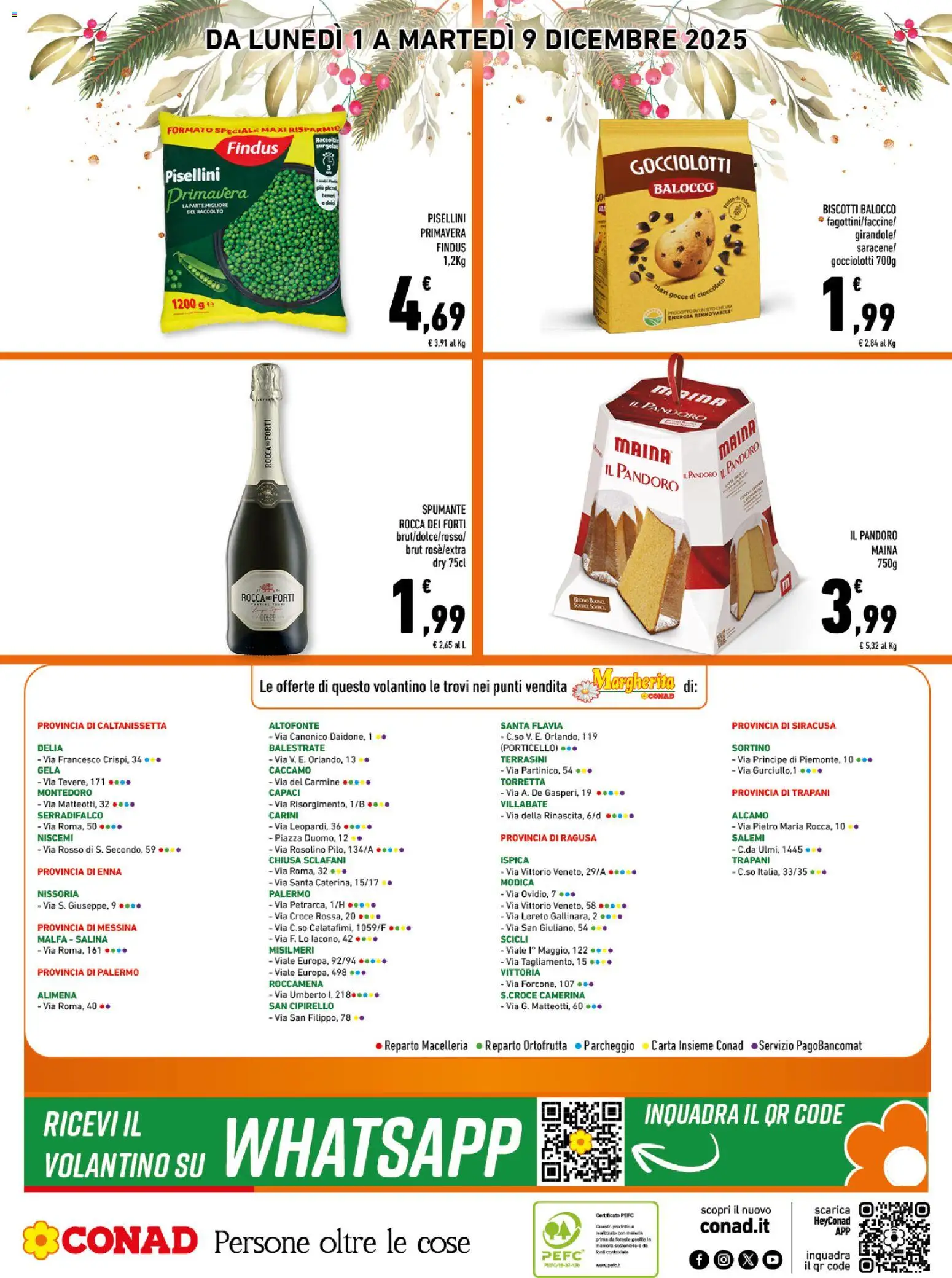 Volantino Conad del 01.12.2025 | Pagina: 16 | Prodotti: Cioccolato, Biscotti, Pandoro, Spumante