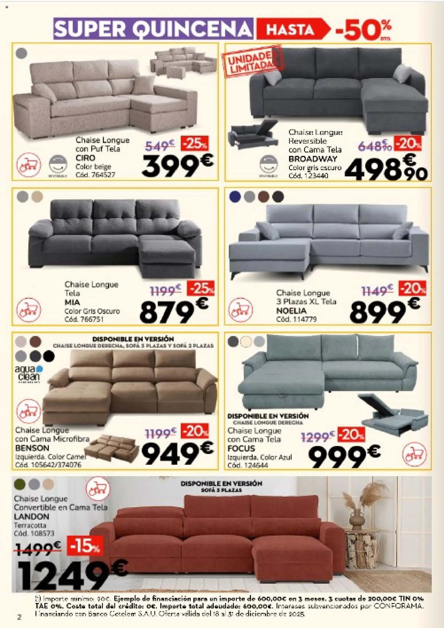 Conforama folleto │ válido desde el 18.12.2025 | Página: 2 | Productos: Cama, Sofá