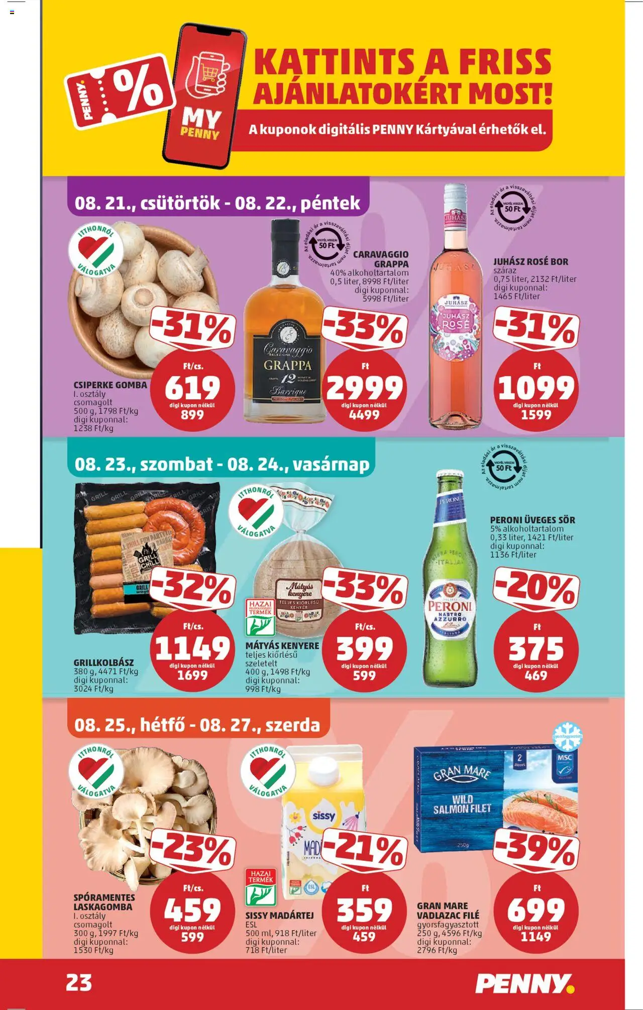 PENNY akciós ujság - amely érvényes a következő dátumtól: 21.08.2025 | Oldal: 27 | Termékek: Chili, Grill, Gomba, Laskagomba