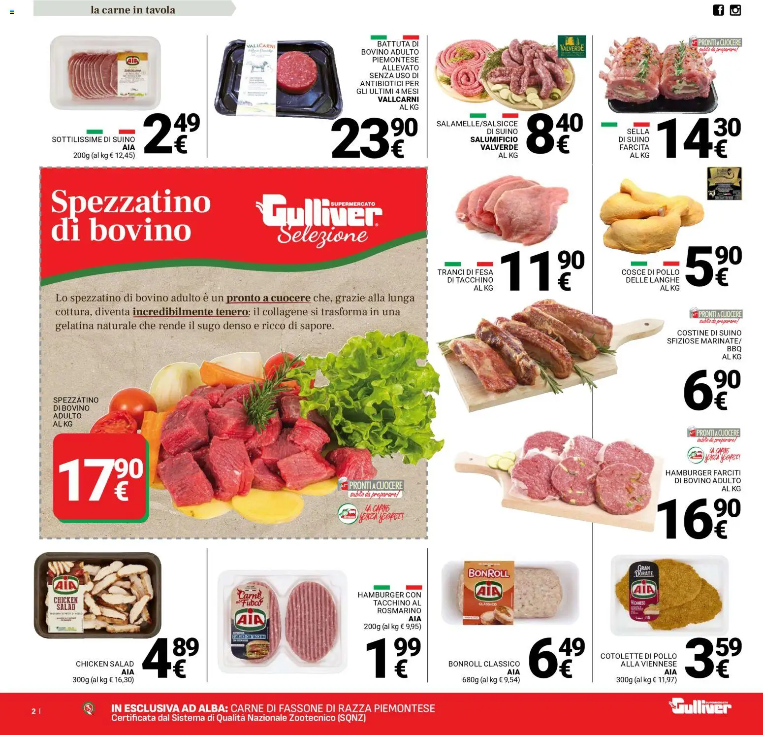 Volantino Gulliver del 06.03.2026 | Pagina: 2 | Prodotti: Bovino, Pollo, Suino, Cosce di pollo