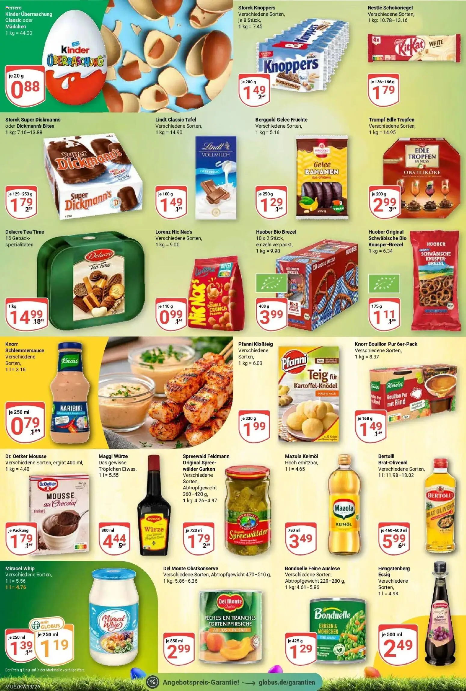 Globus prospekt Mühldorf	 – gültig ab 23.03.2026 | Seite: 13 | Produkte: Essig, Bananen, Miracel whip, Lindt