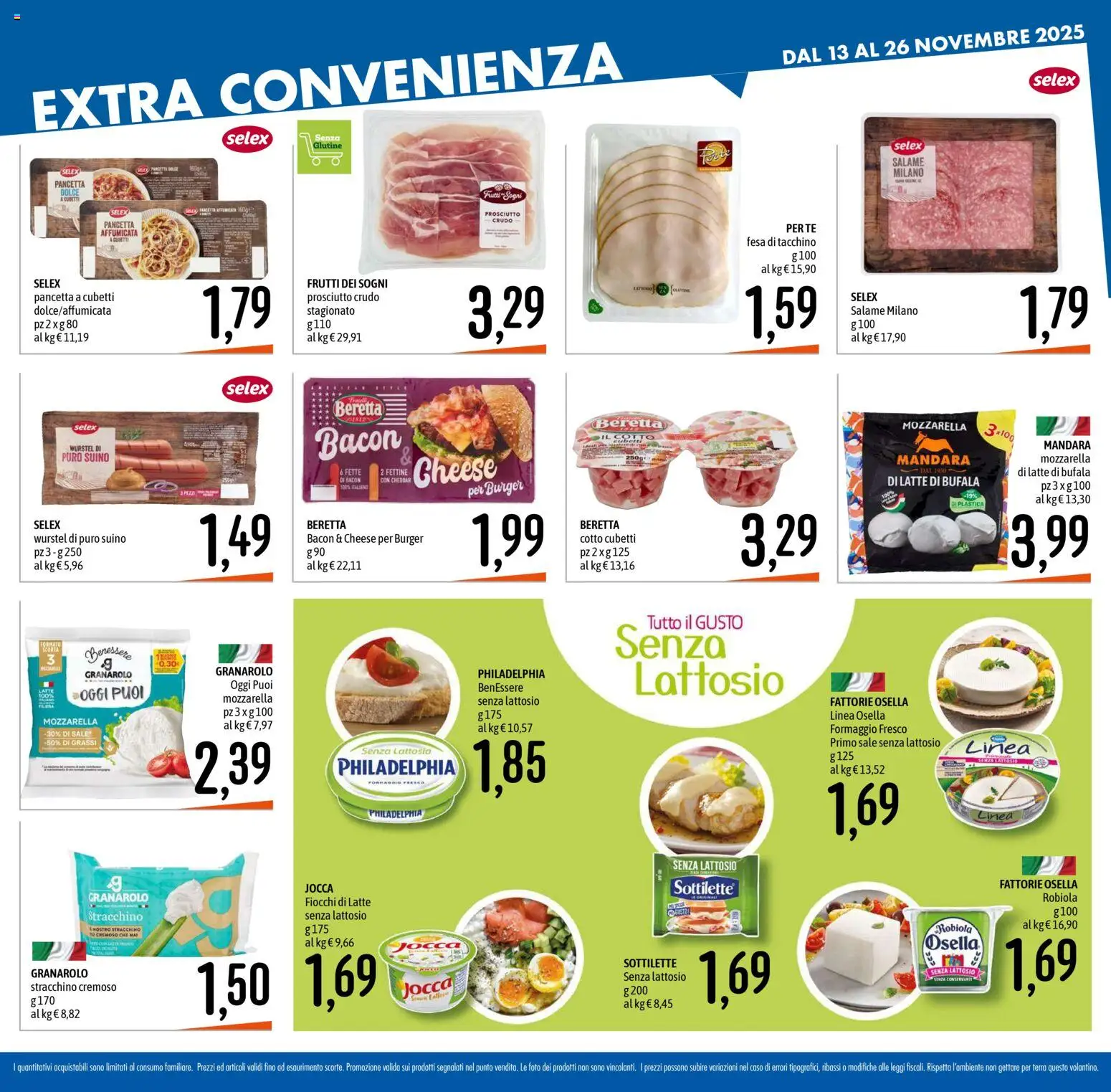 Volantino Emisfero del 13.11.2025 | Pagina: 14 | Prodotti: Prosciutto Crudo, Pancetta, Tacchino, Mozzarella