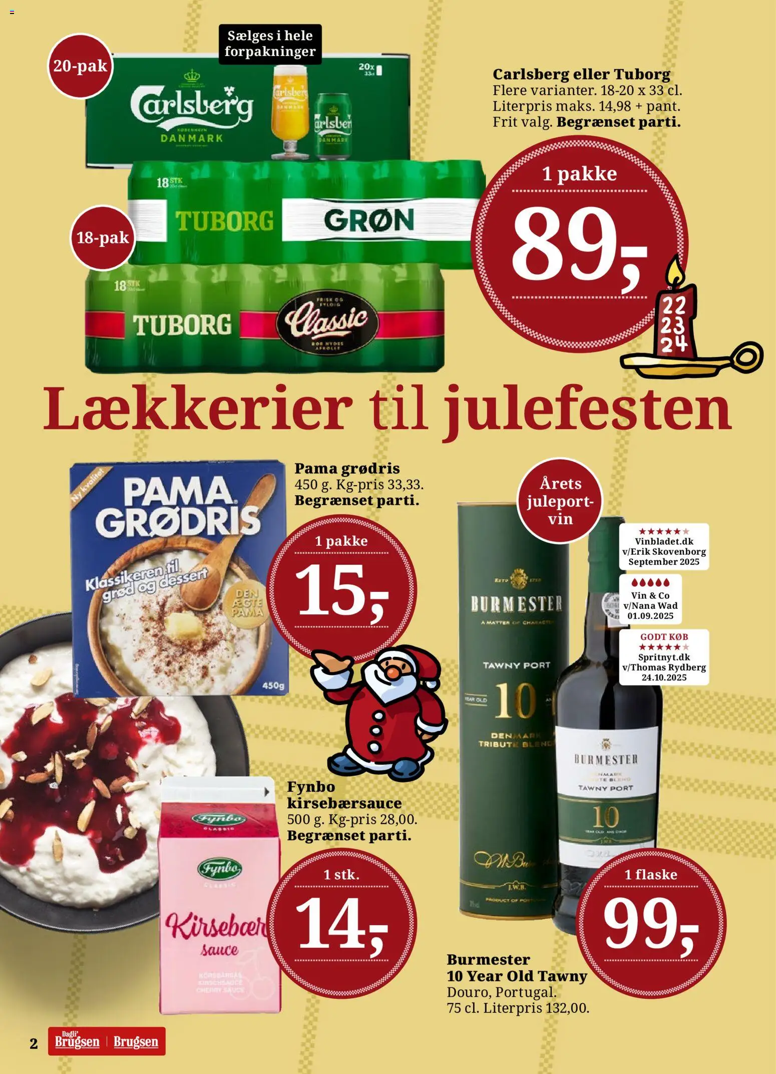 Dagli'Brugsen tilbudsavis – gyldig fra 19.12.2025 | Side: 2 | Produkter: Vin, Te, Kirsebærsauce, Kirsebær