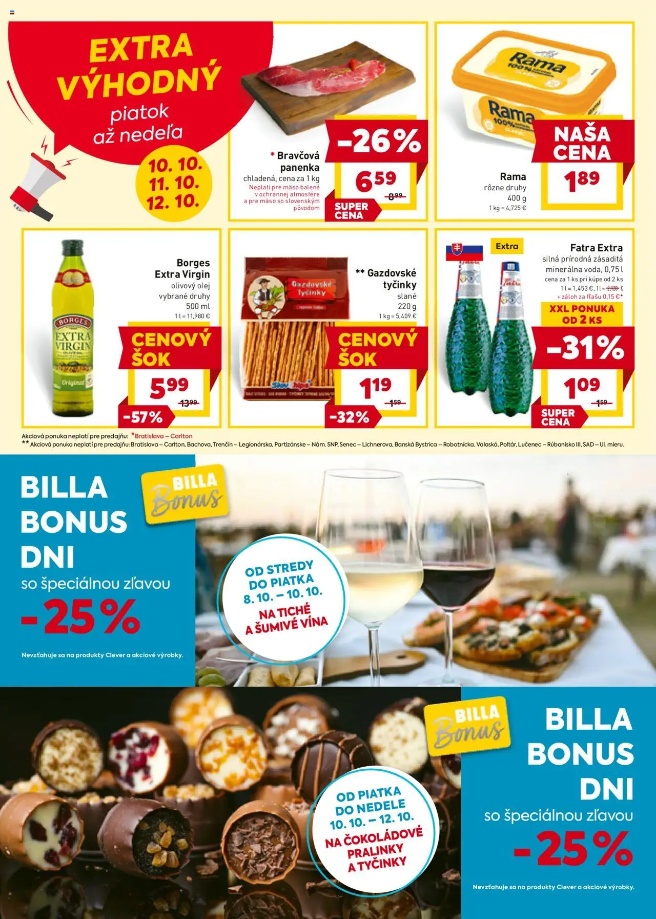 Nové Billa akcie – leták je platný od 08.10.2025 | Strana: 20 | Produkty: Olej, Olivový olej, Fatra, Rama