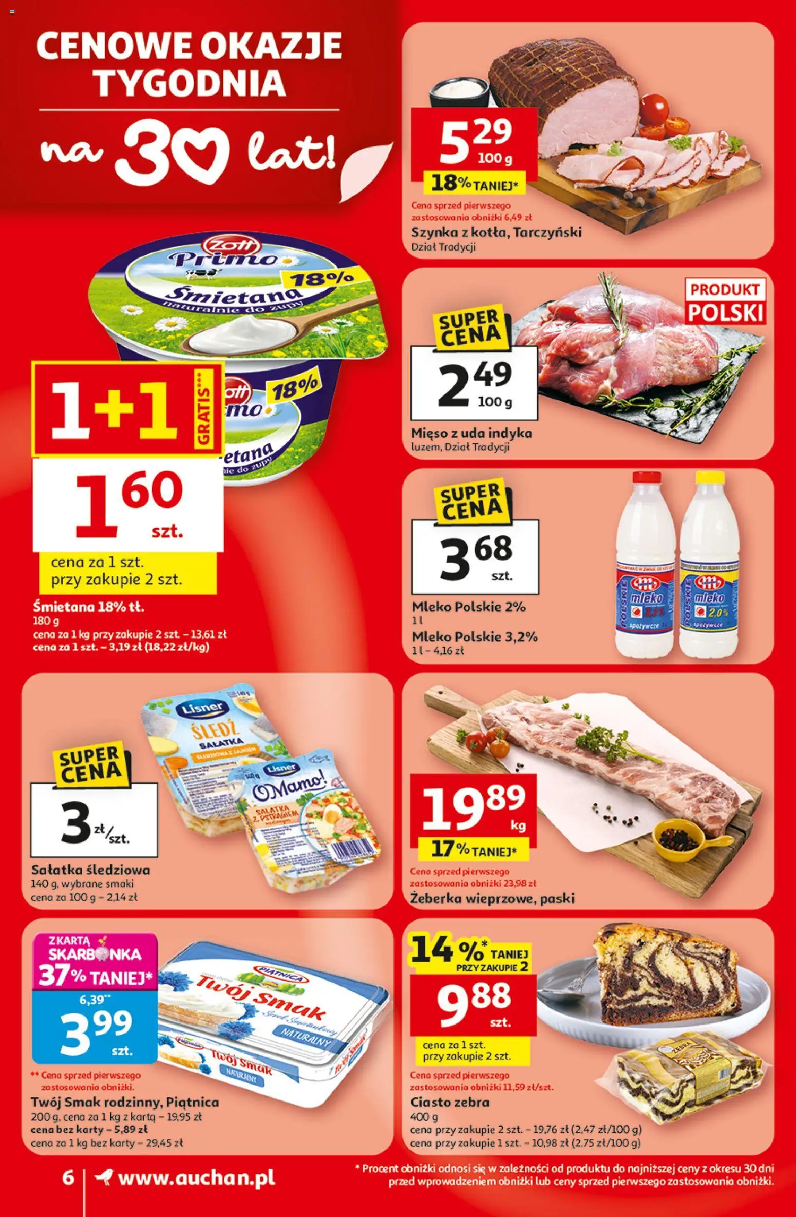 Auchan gazetka od 29.04.2026 | Strona: 6 | Produkty: Karta, Mięso, Ciasto, Śmietana