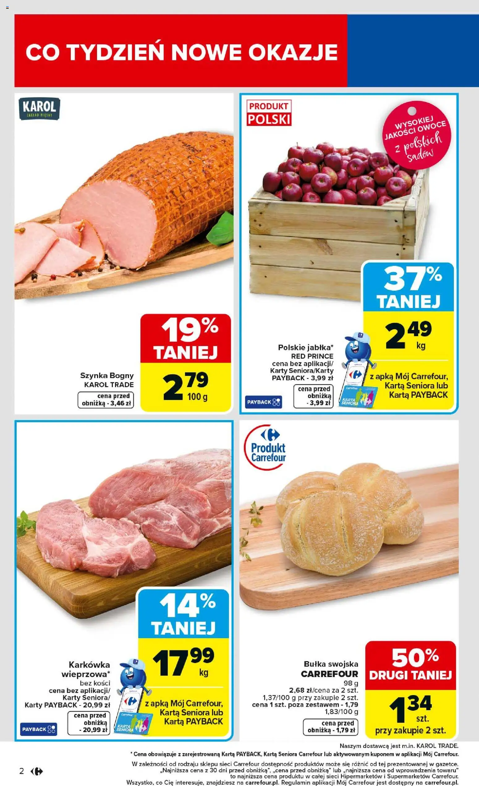 Carrefour Gazetka od 26.01.2026 | Strona: 4 | Produkty: Karta, Karkówka, Bułka, Owoce