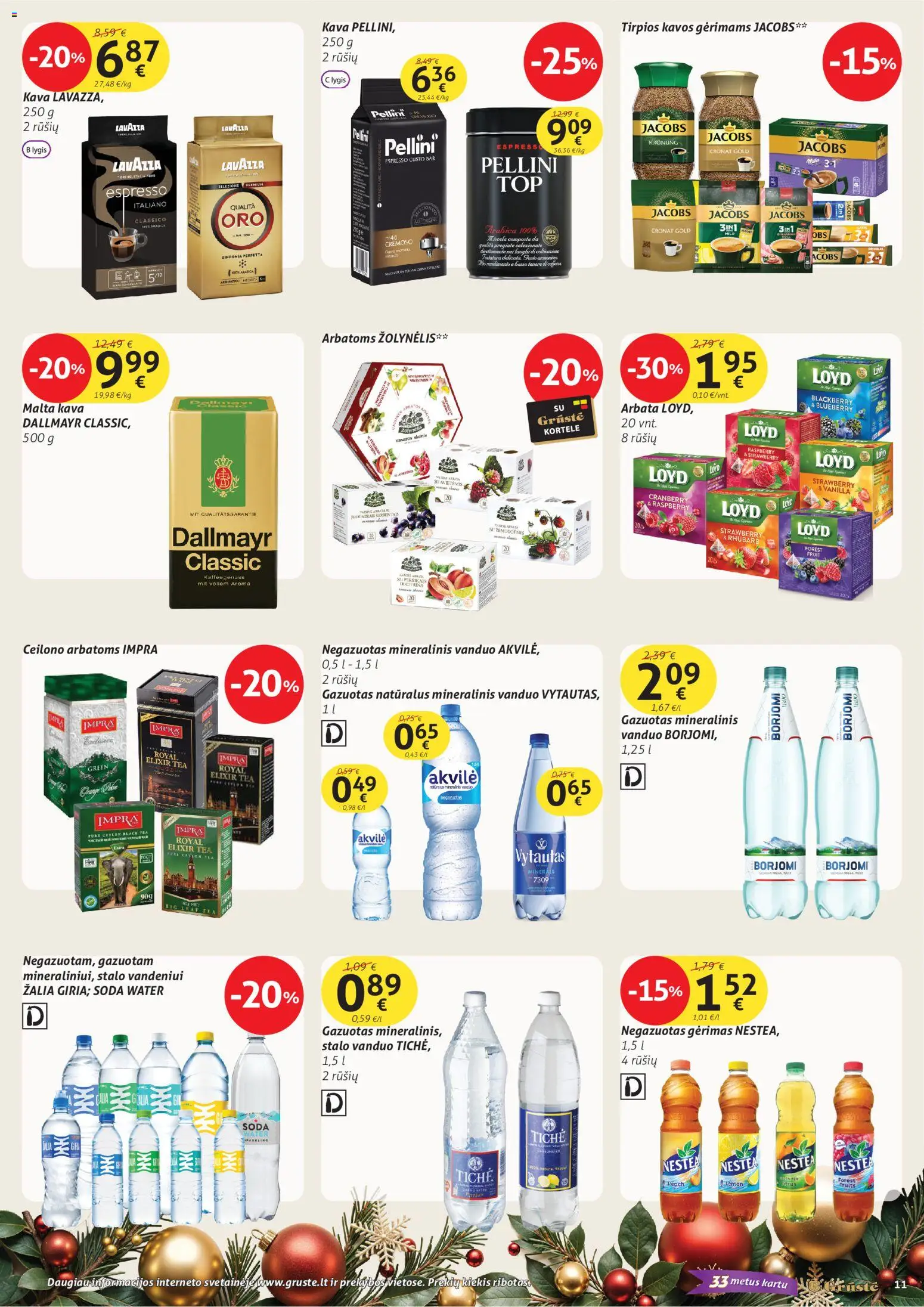 GRUSTE akcijos nuo 11.12.2025 | Puslapis: 11 | Prekių: Kava, Arbata, Mineralinis vanduo
