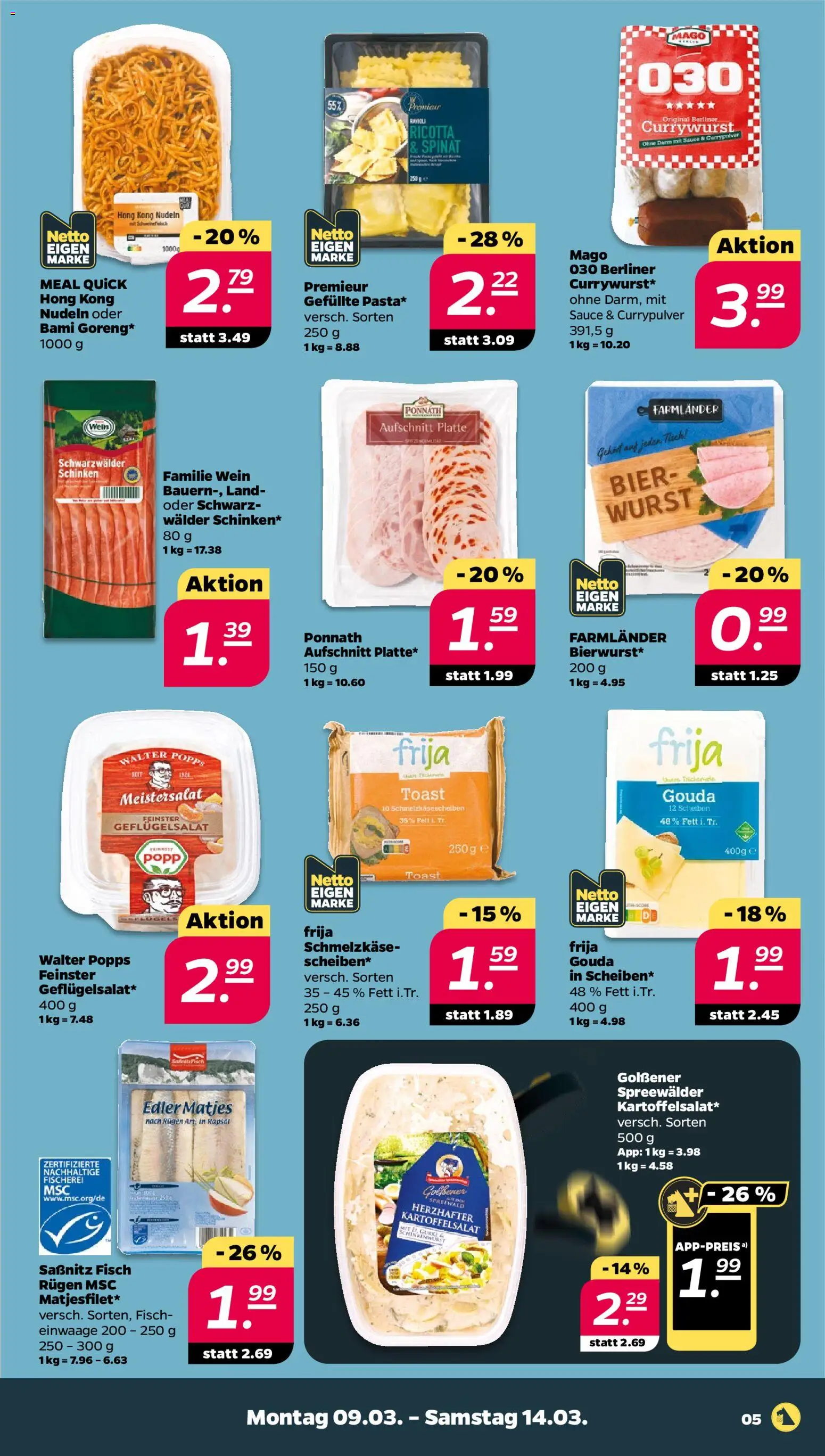 Netto Prospekt 	 – gültig ab 09.03.2026 | Seite: 5 | Produkte: Rapsöl, Fisch, Schinken, Nudeln