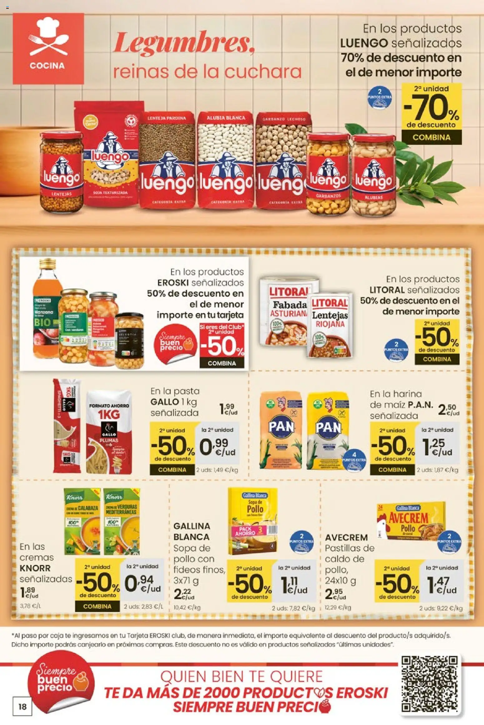 Eroski - 50 de descuento │ válido desde el 26.02.2026 | Página: 18 | Productos: Πράσινο τσάι, Pasta, Manzana, Caja