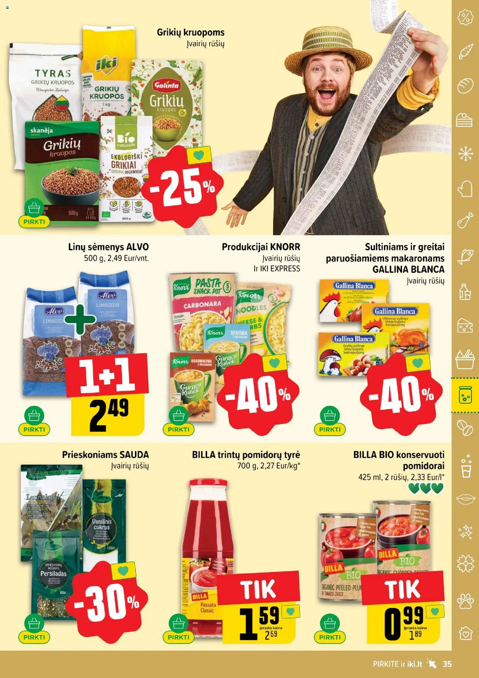 IKI akcijos nuo 26.01.2026 | Puslapis: 35 | Prekių: Grikiai, Kruopos, Pomidorai, Prieskoniai