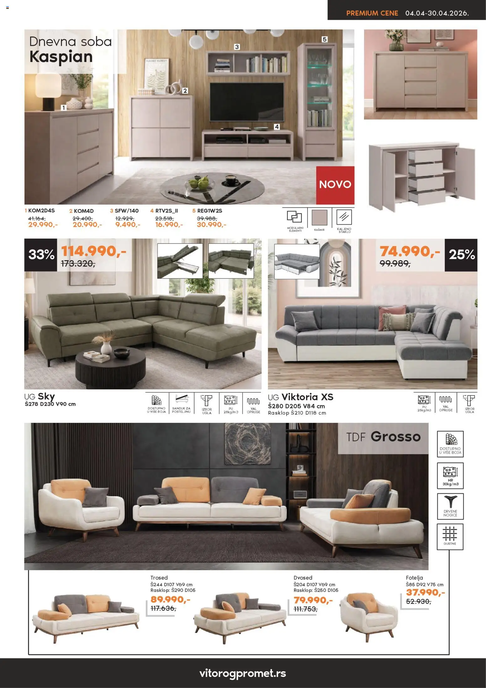 Vitorog katalog - važi od 04.04.2026 | Strana: 3 | Proizvode: Fotelja, Trosed, Dvosed