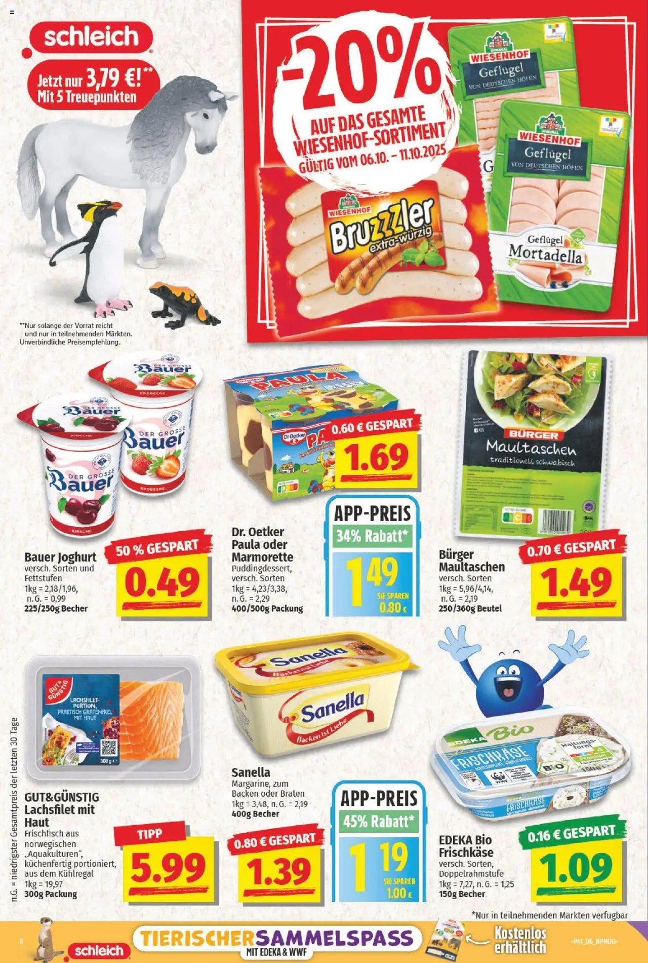 NP Discount Prospekt 	 – gültig ab 06.10.2025 | Seite: 6 | Produkte: Bauer joghurt, Burger, Sanella, Frischkase