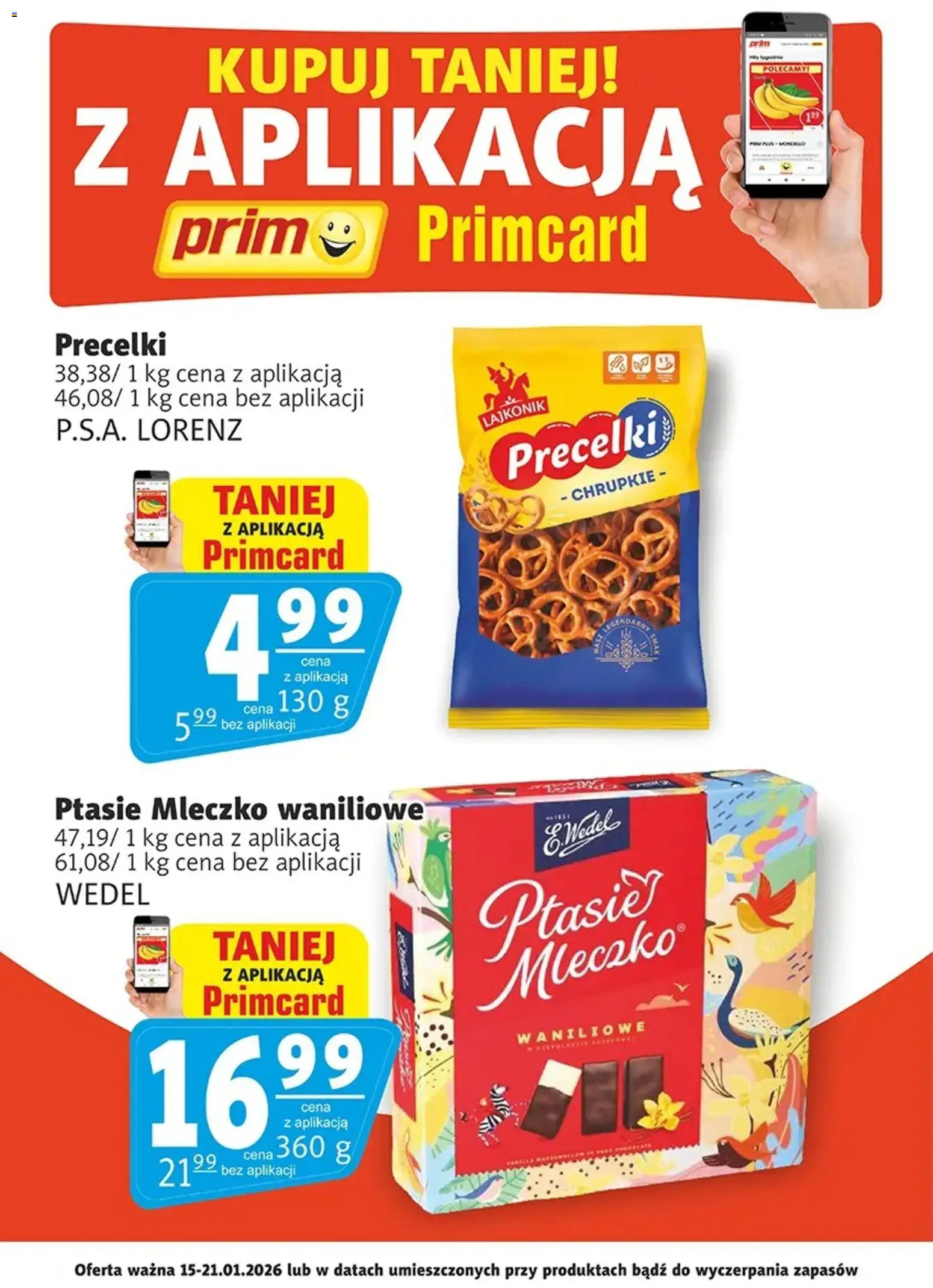 Prim Market Promocje - Primcard od 15.01.2026 | Strona: 1 | Produkty: Ptasie mleczko