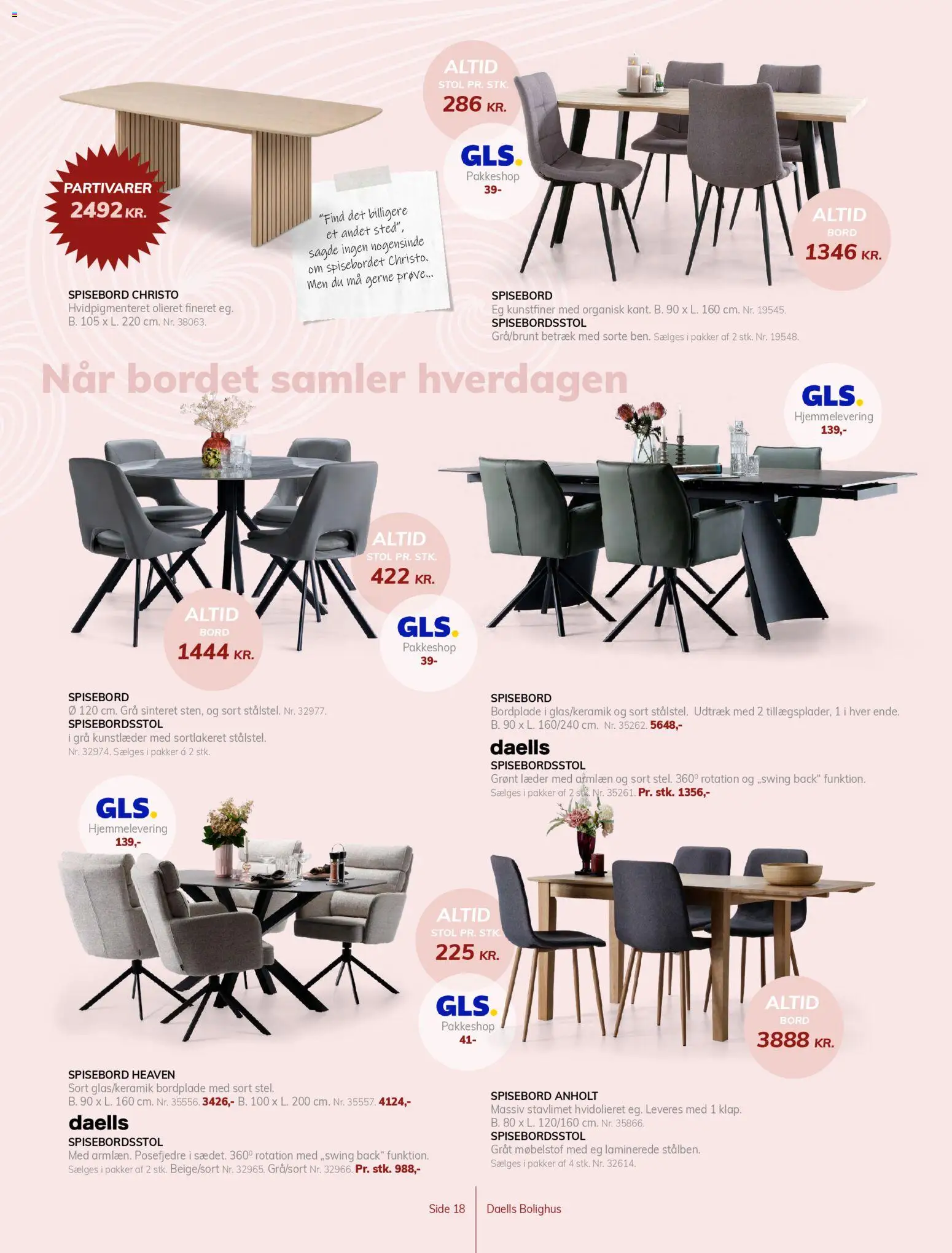 Daells Bolighus tilbudsavis – gyldig fra 25.03.2026 | Side: 18 | Produkter: Bord, Stol