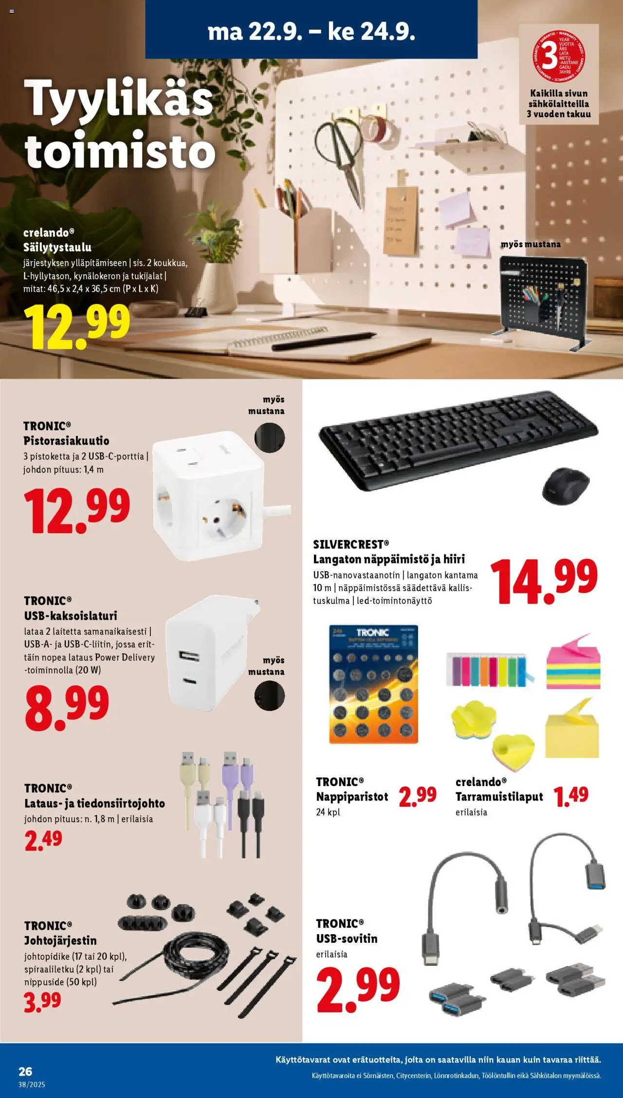 Lidl tarjoukset – voimassa 18.09.2025 alkaen | Sivu: 34 | Tuotteet: Hiiri, Näppäimistö