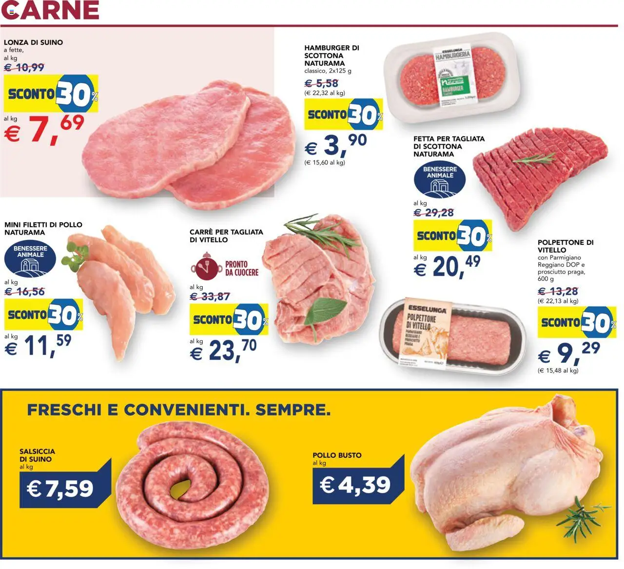 Volantino Esselunga S del 09.10.2025 | Pagina: 18 | Prodotti: Salsiccia, Vitello, Parmigiano, Hamburger