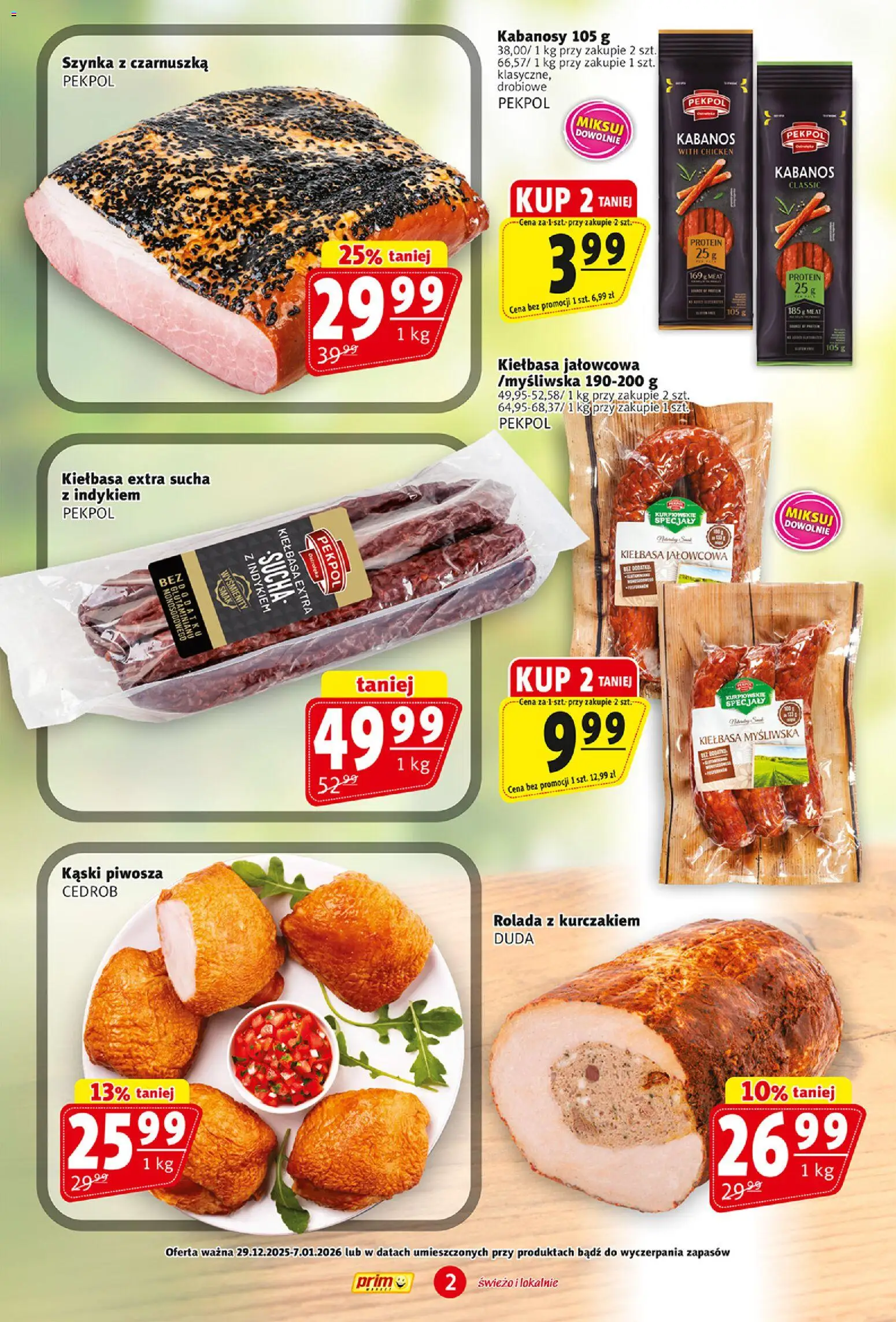 Prim Market Gazetka od 29.12.2025 | Strona: 2 | Produkty: Kiełbasa, Czarnuszka, Rolada, Kabanosy