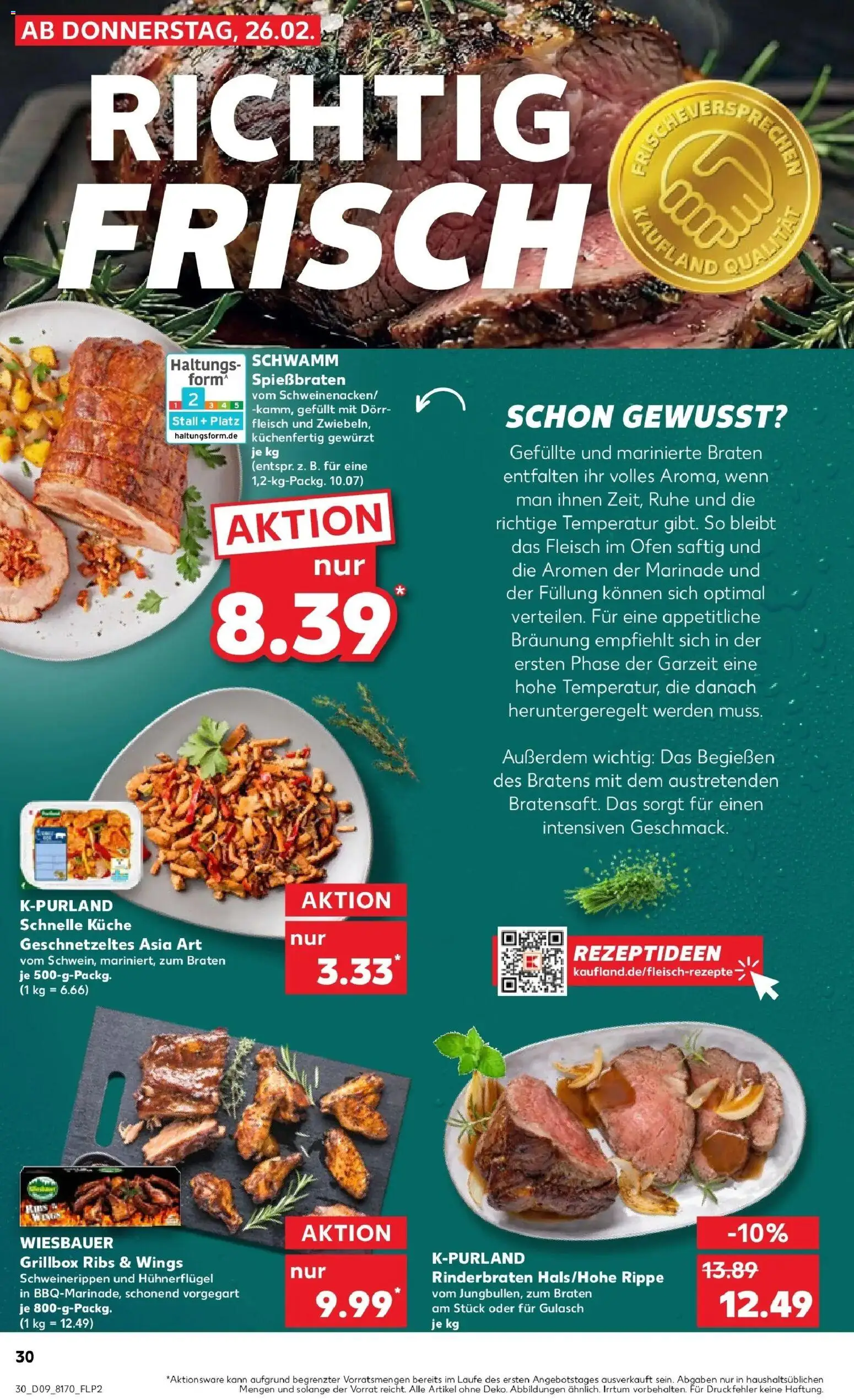 Kaufland prospekt Hamburg	 – gültig ab 26.02.2026 | Seite: 30 | Produkte: Rinderbraten, Ofen, Gulasch, Fleisch