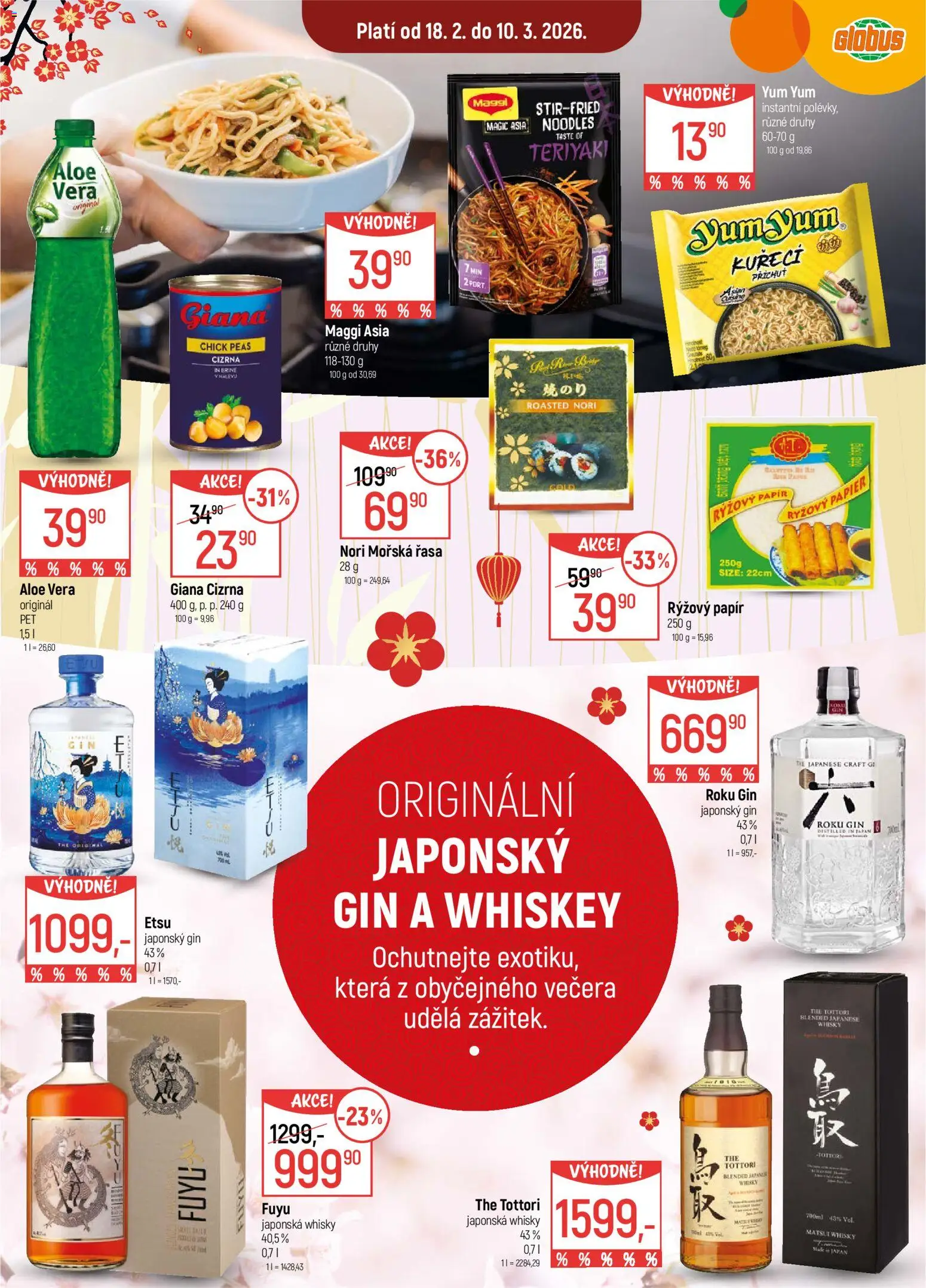 Globus leták - Praha-Štěrboholy od 18.02.2026 | Strana: 4 | Produkty: Globus, Yum Yum, Gin, Cizrna