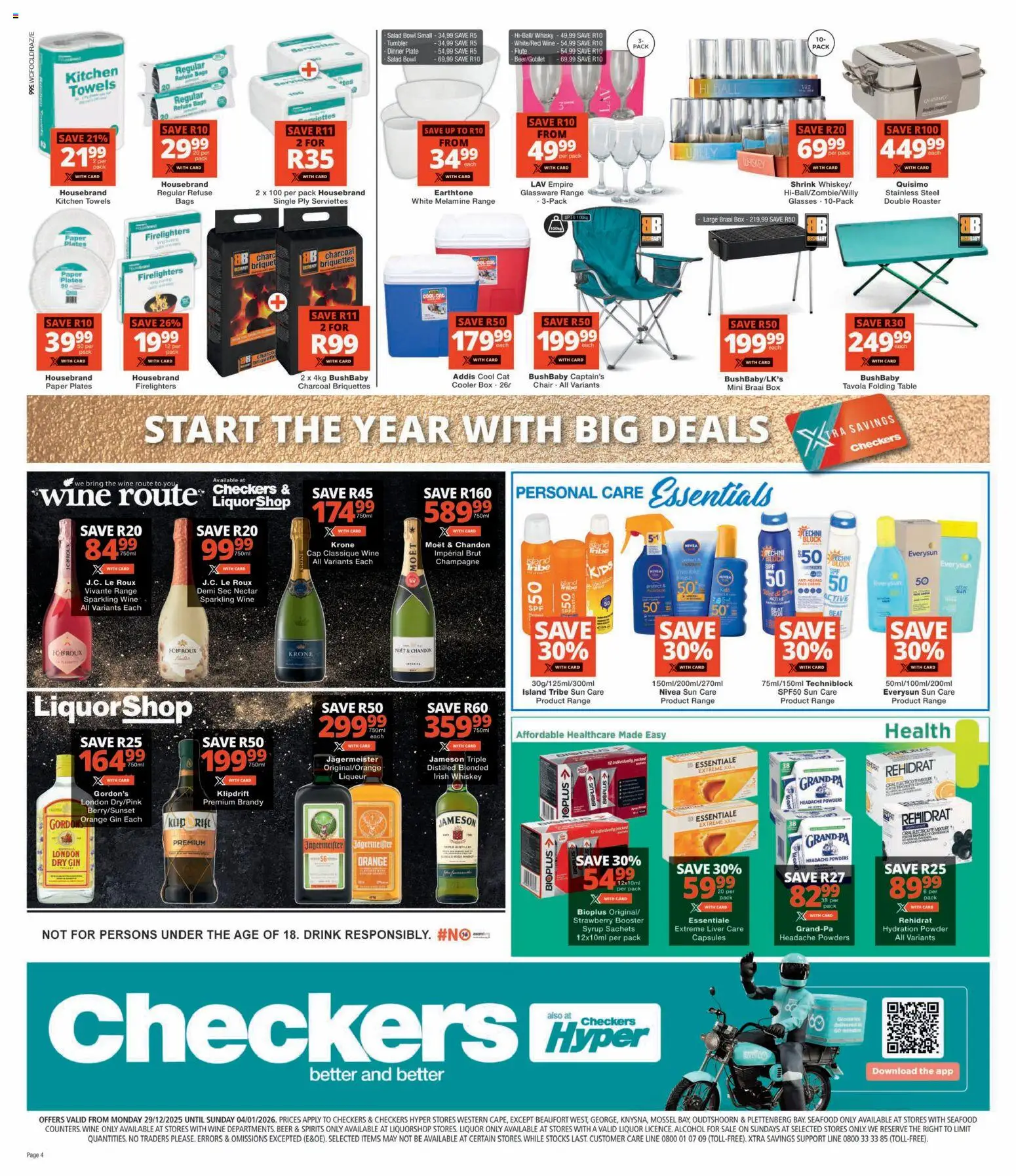 New Checkers catalogue – valid from 29.12.2025 | Page: 4 | Products: Bowl, Brandy, Whiskey, Seafood