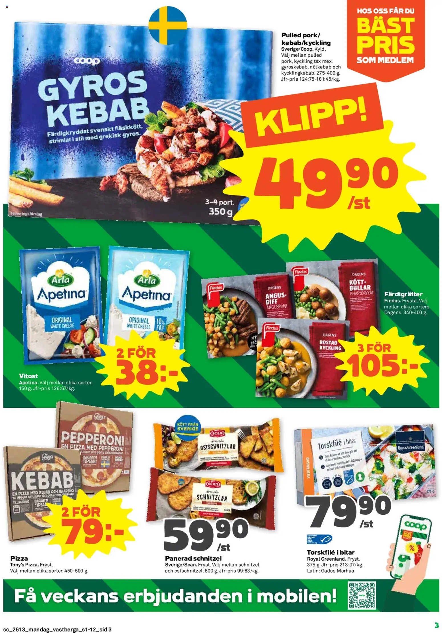 Coop Forum reklamblad aktuell från 23.03.2026 | Sida: 3 | Produkter: Torskfile, Pizza