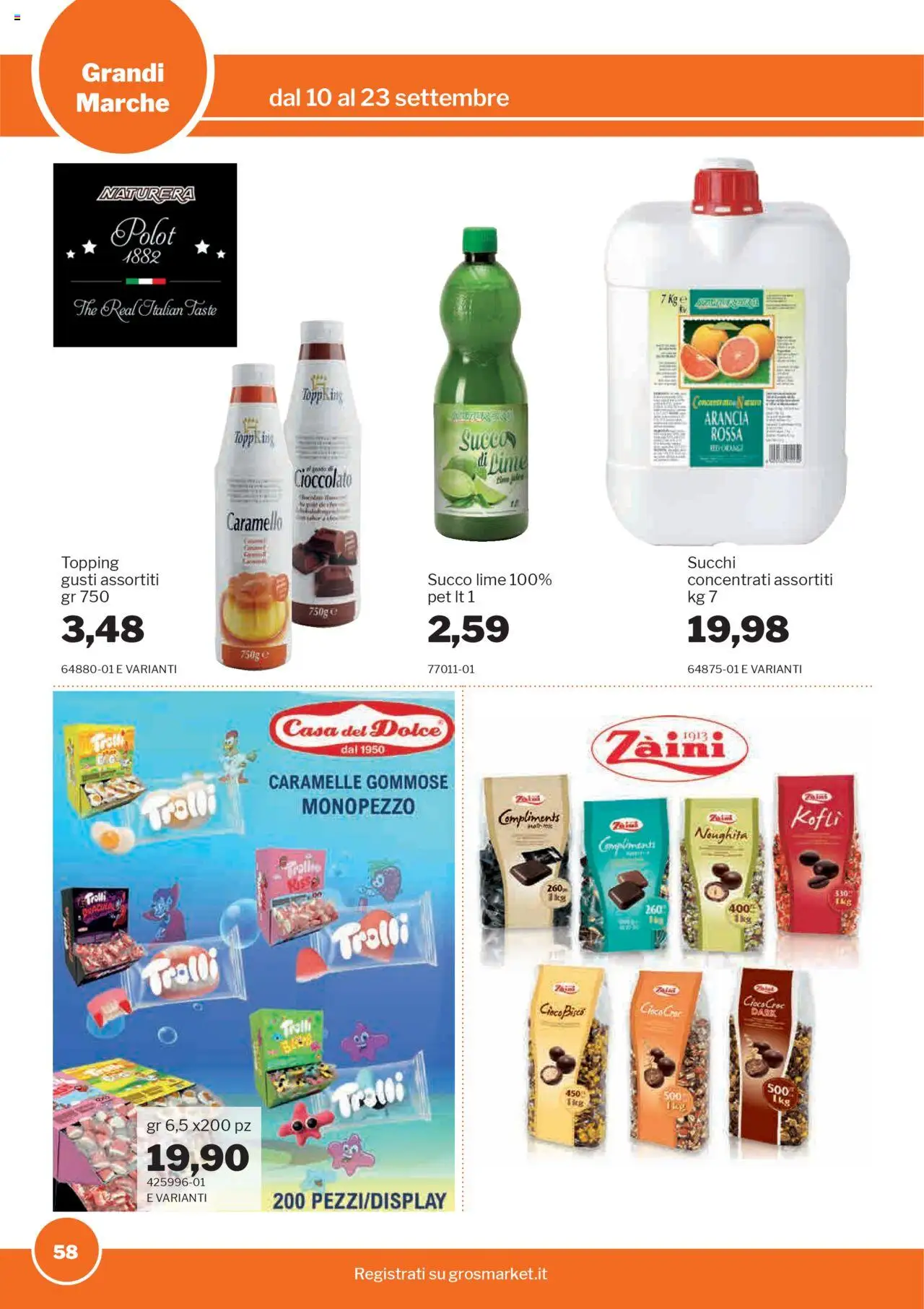 Volantino Sogegross del 10.09.2025 | Pagina: 58 | Prodotti: Succo, Lime, Arancia, Topping