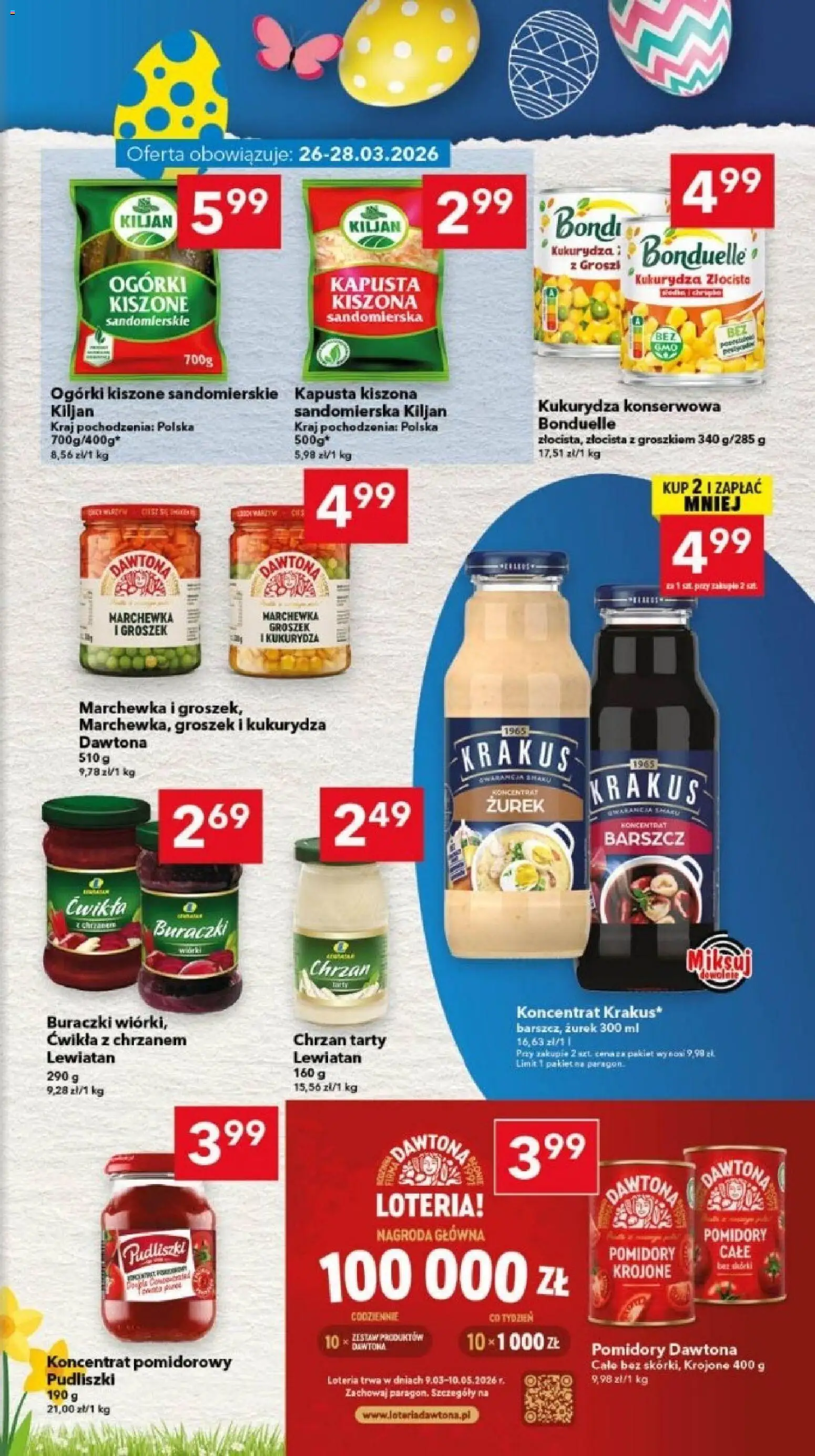 Lewiatan gazetka - Legnica od 26.03.2026 | Strona: 9 | Produkty: Groszek, Koncentrat pomidorowy, Pomidory, Marchewka