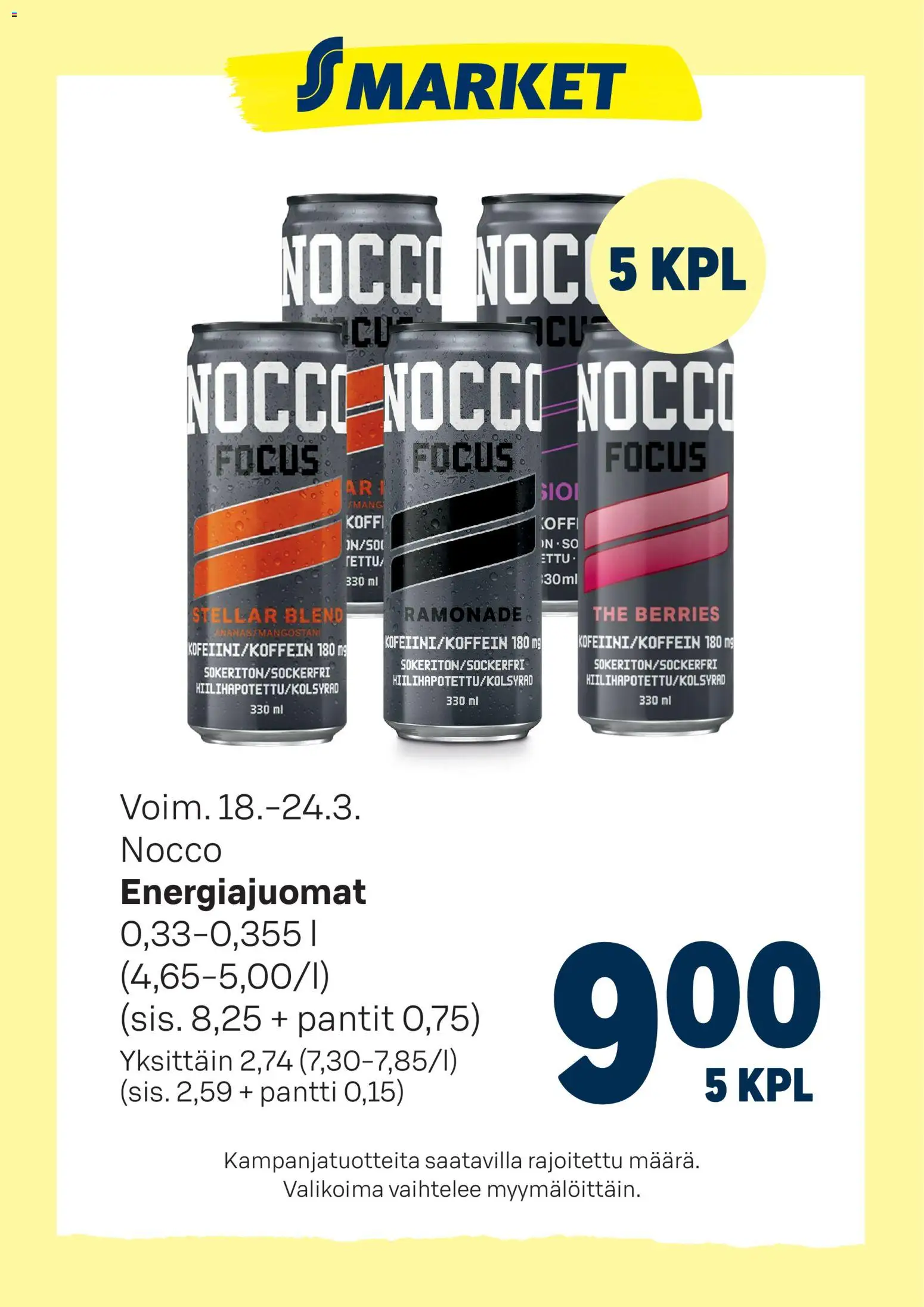 S-market tarjoukset Nocco – voimassa 18.03.2026 alkaen | Sivu: 1