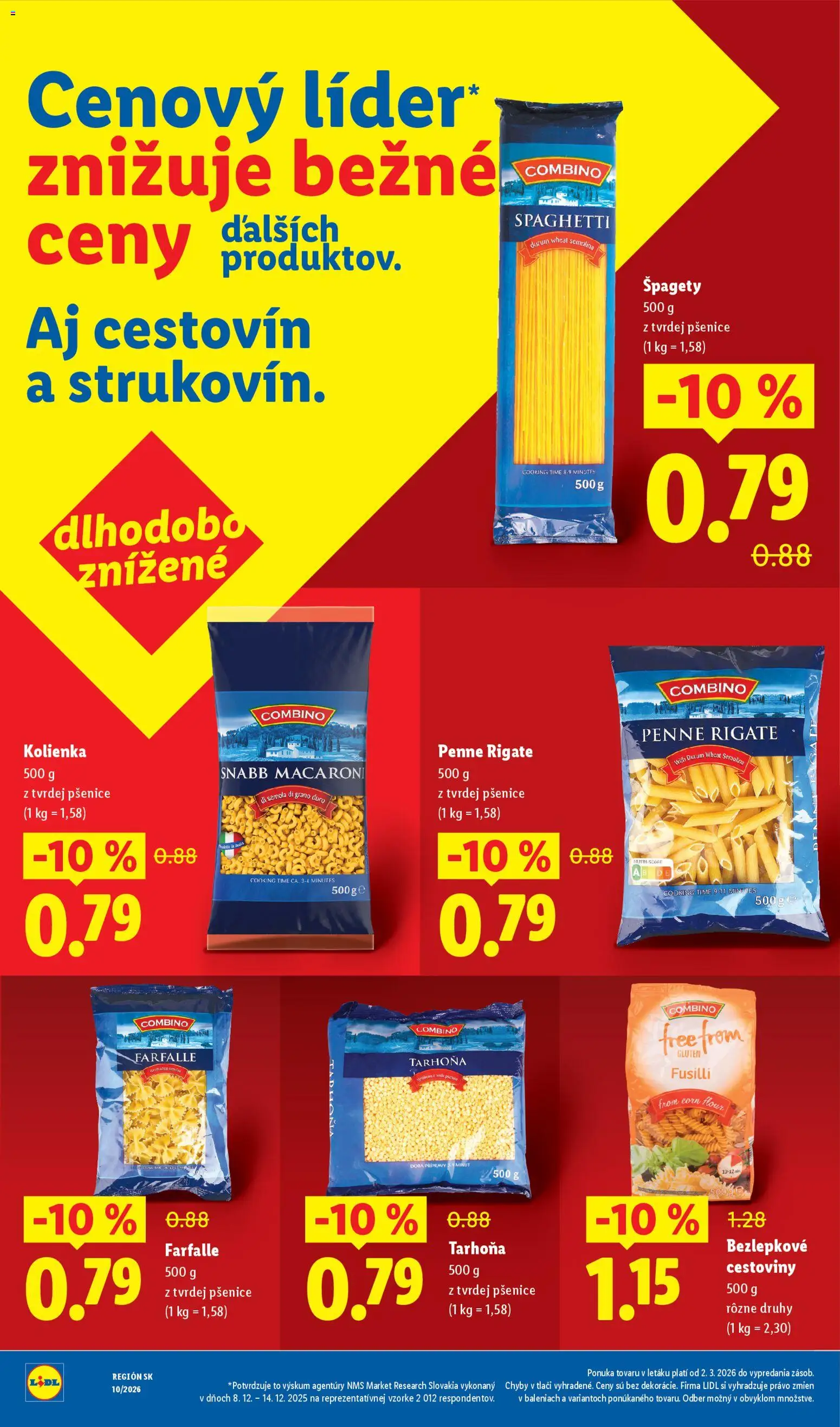 Nové Lidl akcie – leták je platný od 09.03.2026 | Strana: 26 | Produkty: Fusilli, Cestoviny, Tarhoňa, Špagety