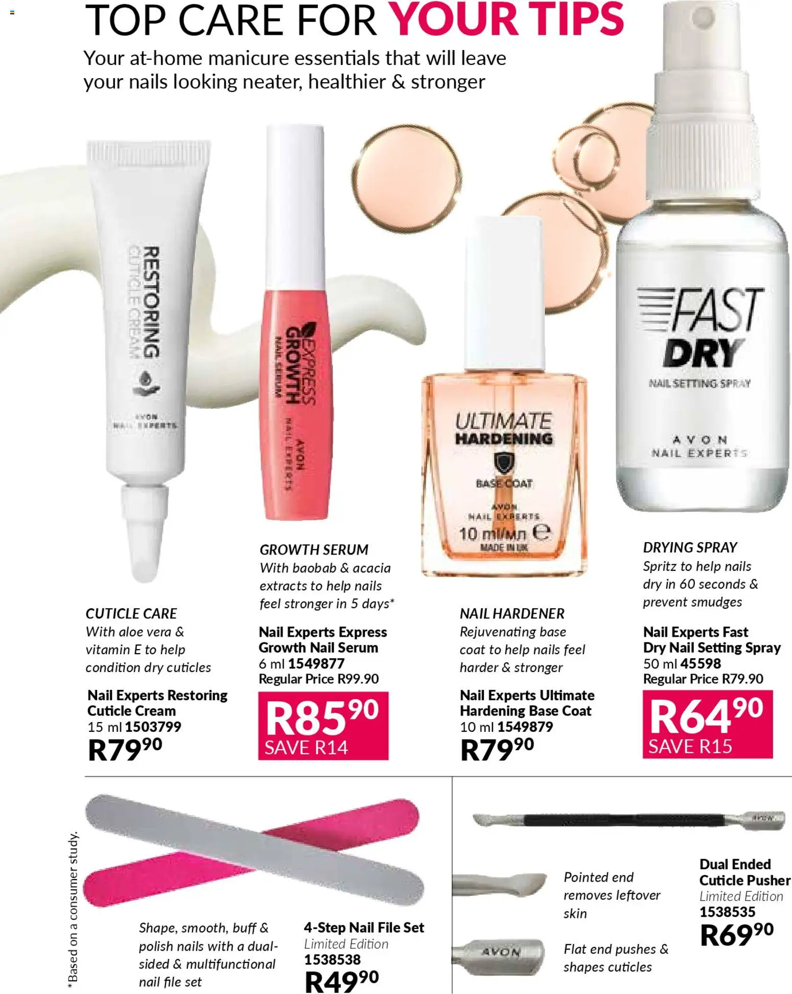 New Avon catalogue – valid from 01.11.2025 | Page: 99 | Products: Cuticle pusher, Nail file, Cuticle cream, Cream