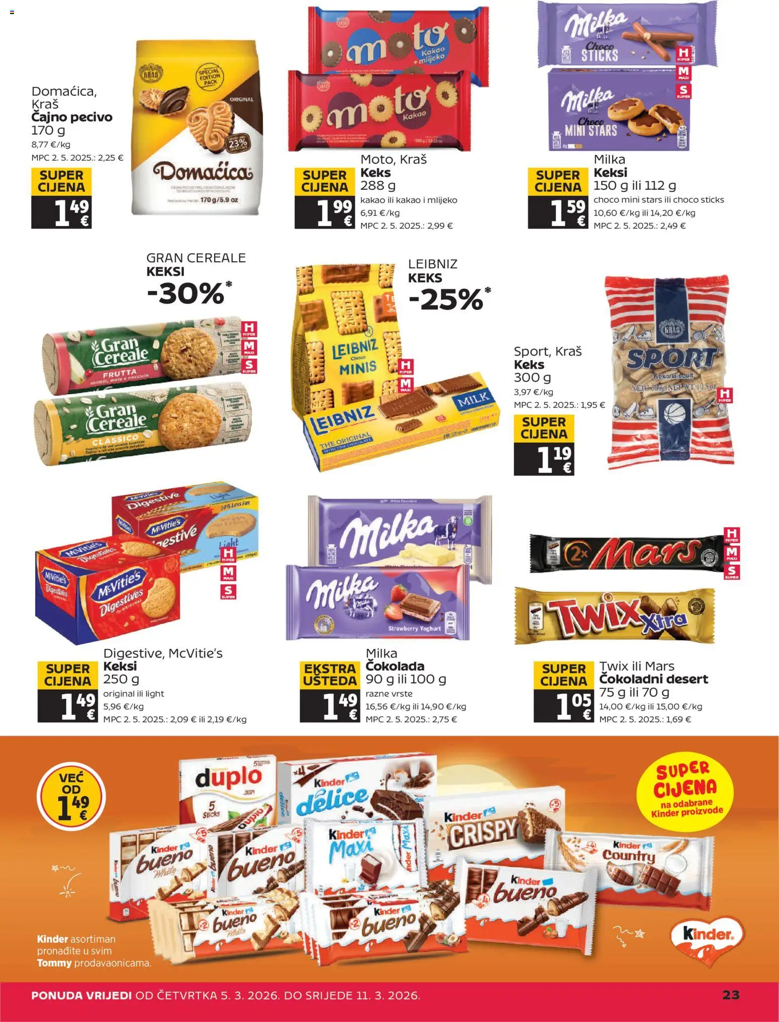 Tommy katalog | vrijedi od 05.03.2026 | Stranica: 23 | Proizvodi: Keksi, Čokolada, Keks, Milka