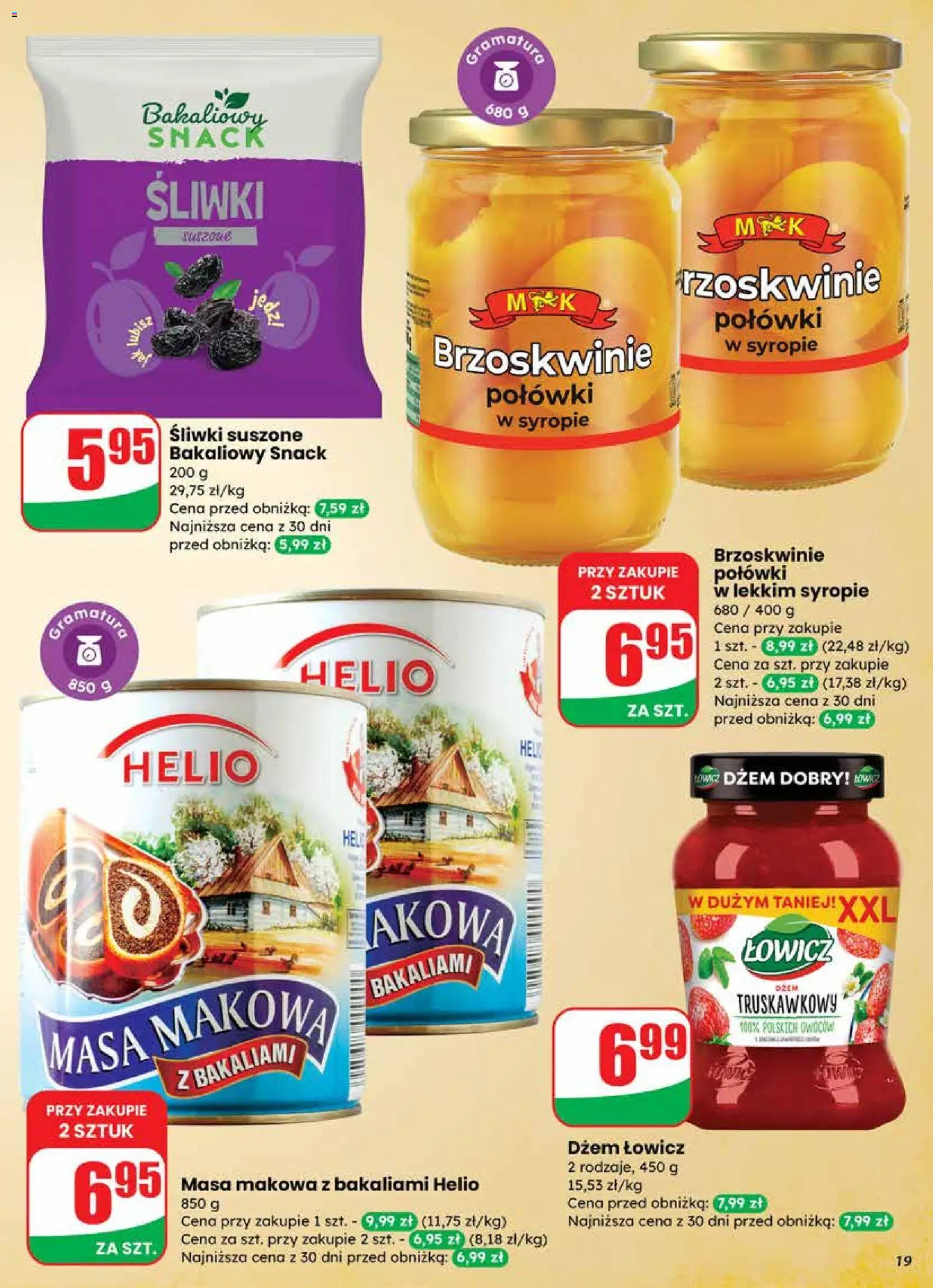 Dino Gazetka od 19.11.2025 | Strona: 19 | Produkty: Masa makowa, Śliwki, Dżem, Śliwki suszone